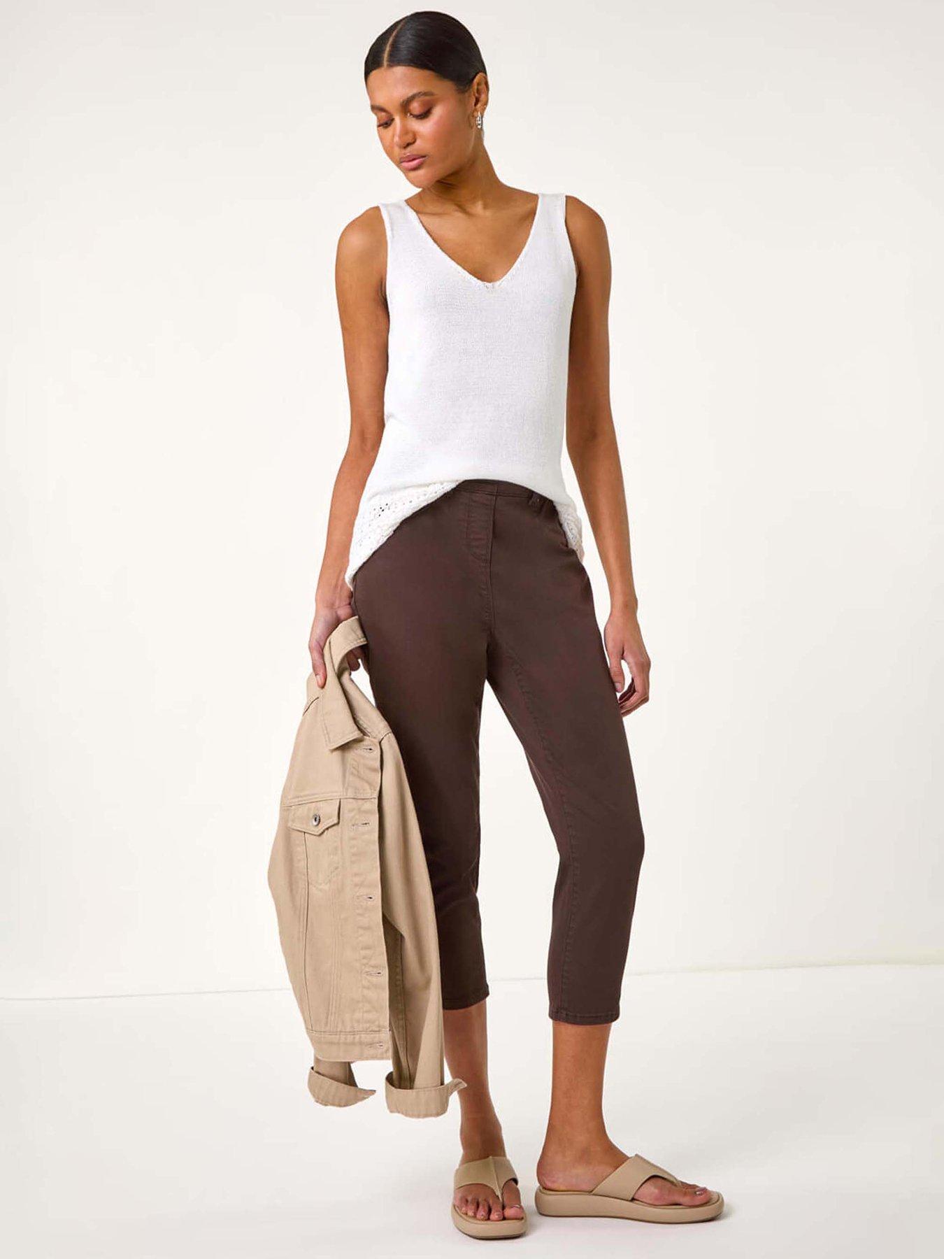 Image 4 of 5 of Roman Cropped Stretch Denim Jegging - Chocolate