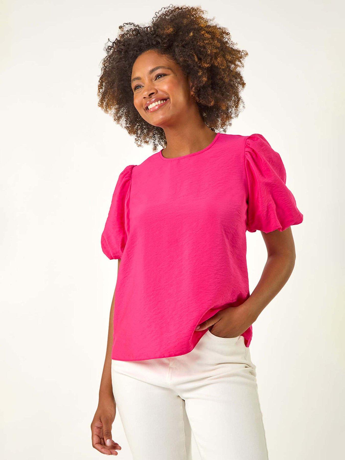 Image 1 of 5 of Roman Balloon Short Sleeve Top - Pink