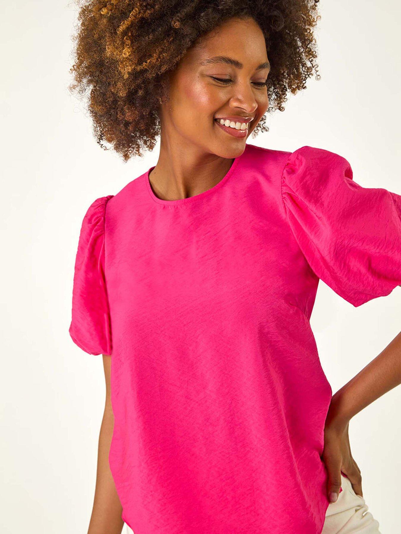 Image 4 of 5 of Roman Balloon Short Sleeve Top - Pink