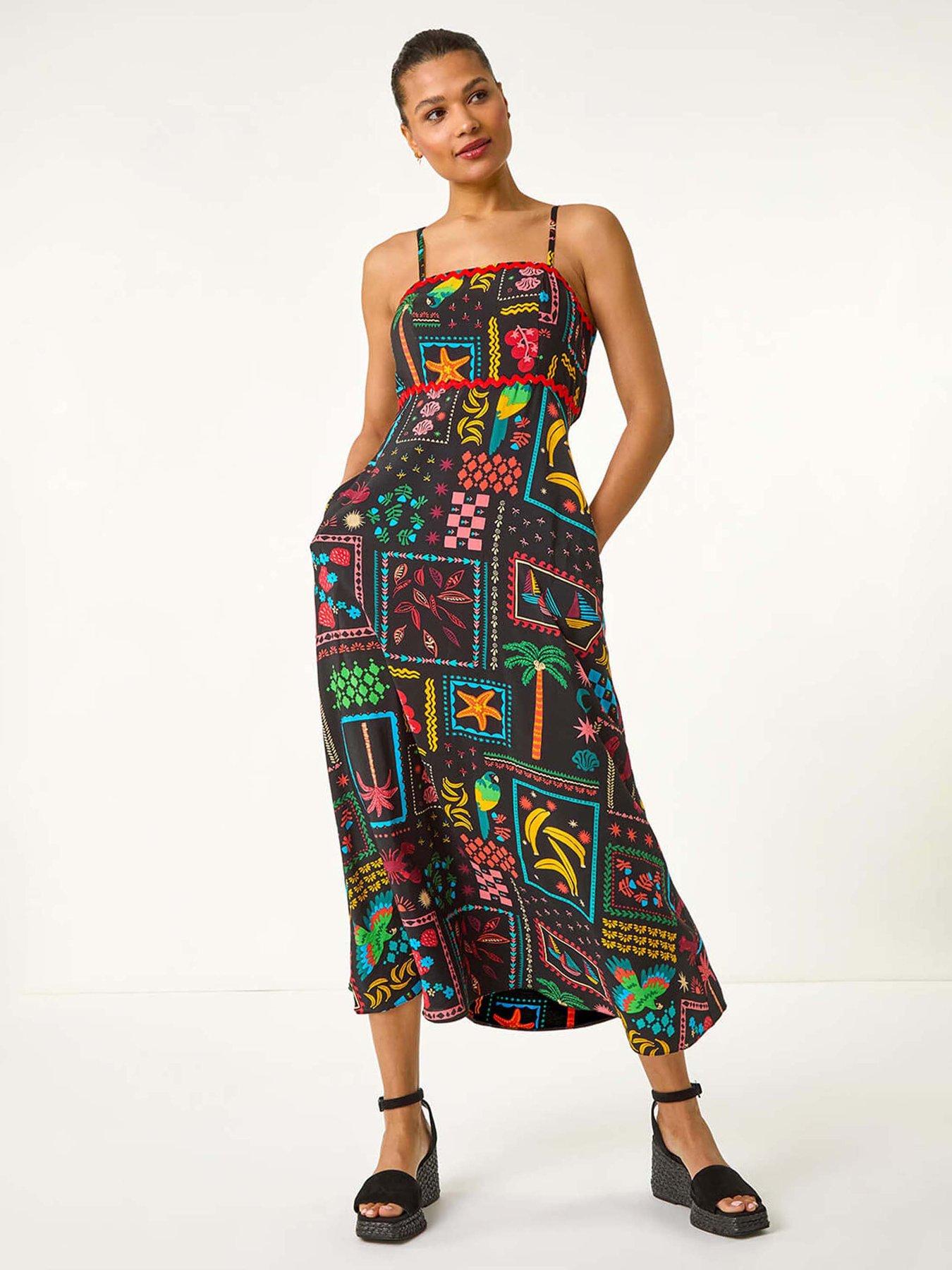 undefined Postcard Ric Rac Midi Dress - Black