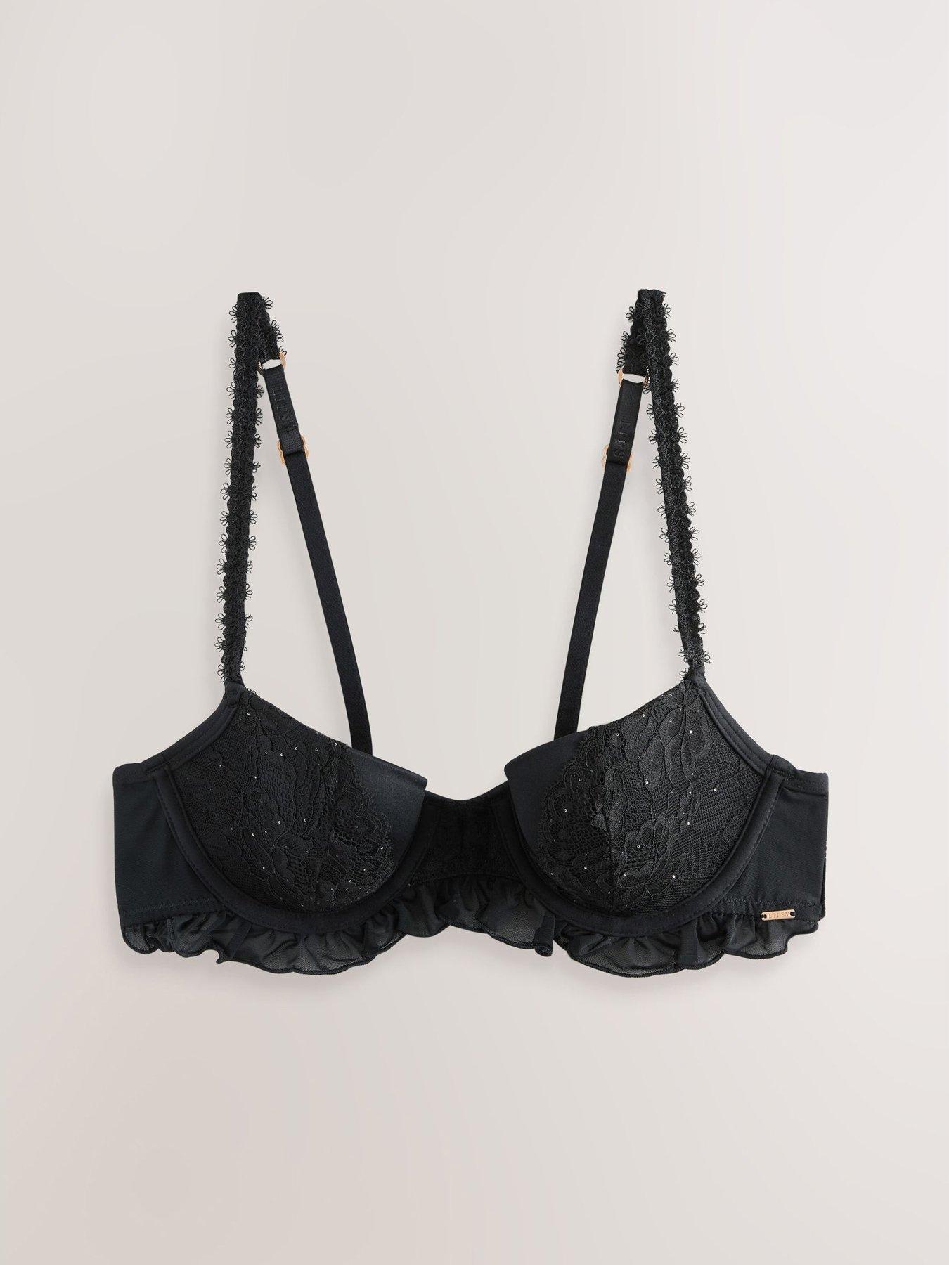 Lipsy Embellished Ruffle Balcony Bra - Dark Grey | Very