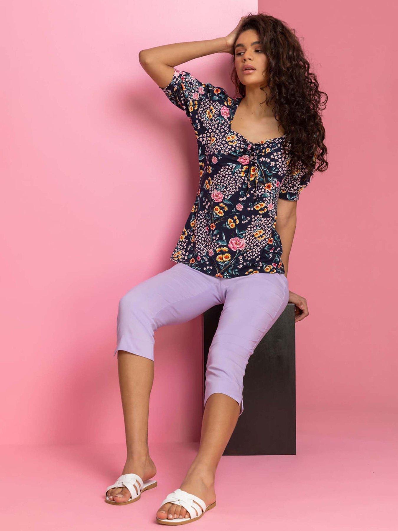 Image 2 of 4 of Roman Cropped Stretch Trouser - Lilac