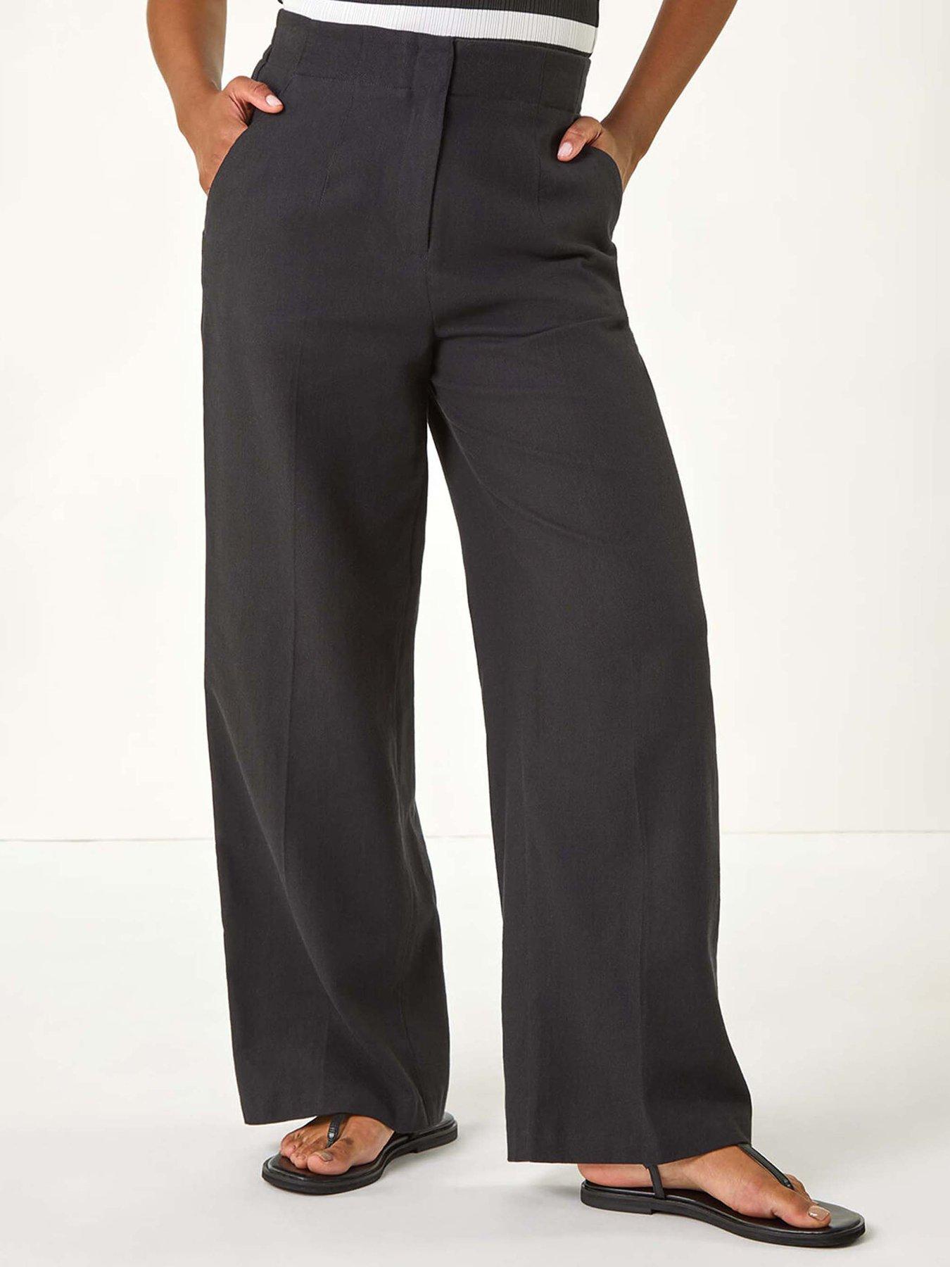 undefined Smart Twill Wide Leg Pocket Trouser - Black