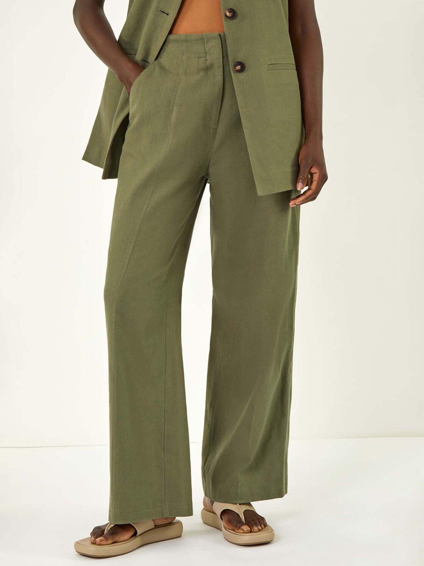 undefined Smart Twill Wide Leg Pocket Trouser - Khaki