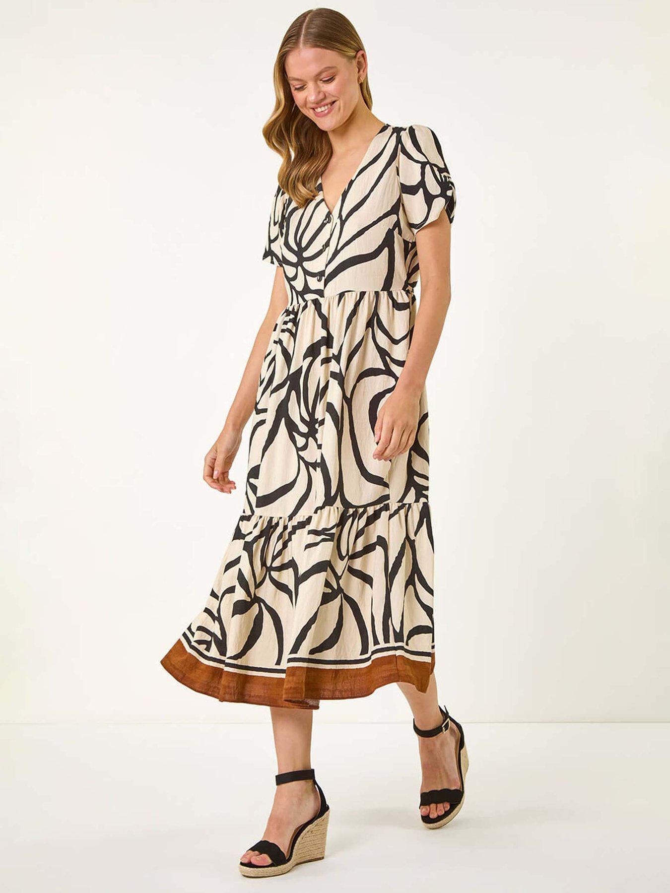 undefined Linear Border Shirt Dress - Ivory