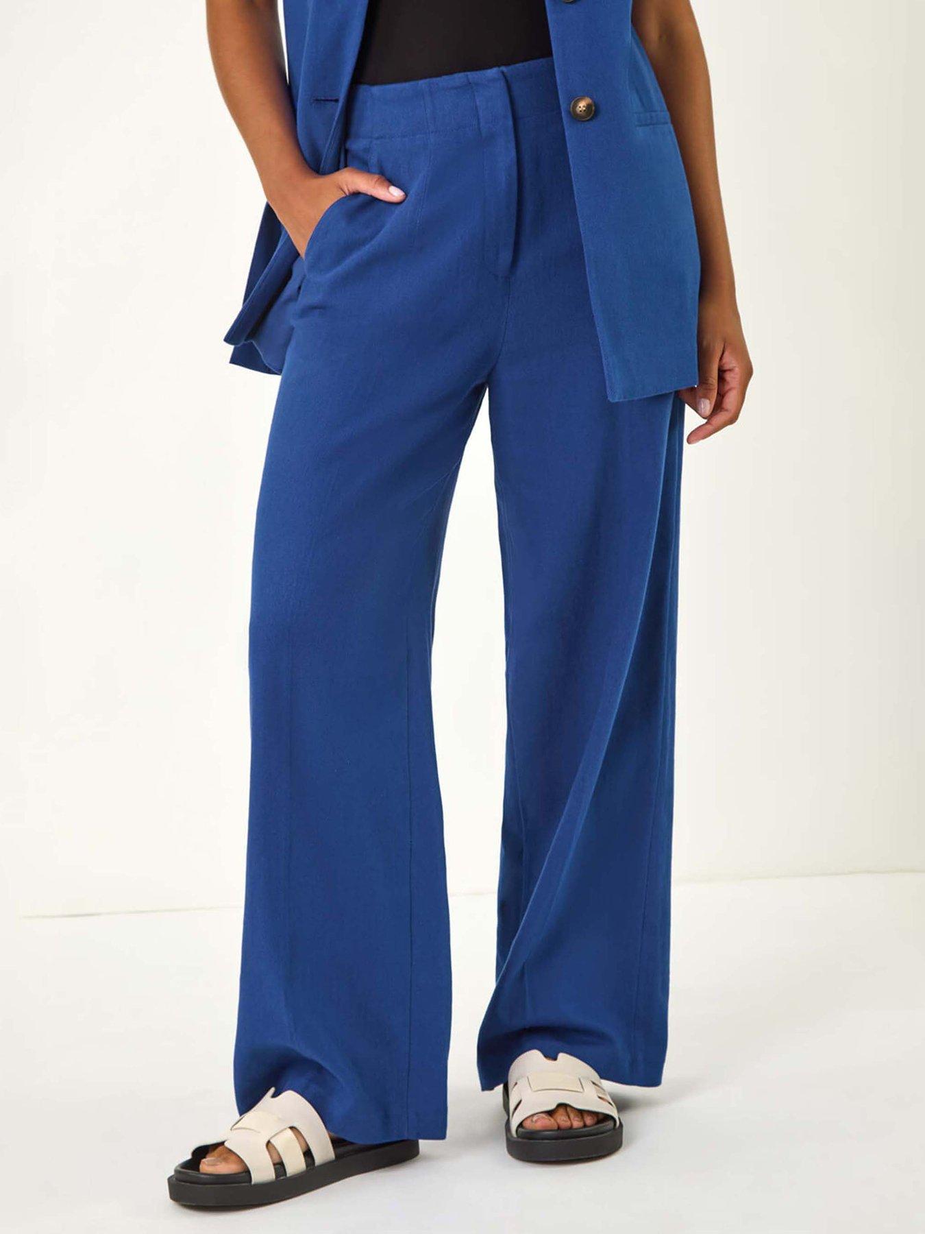 undefined Smart Twill Wide Leg Pocket Trouser - Royal Blue