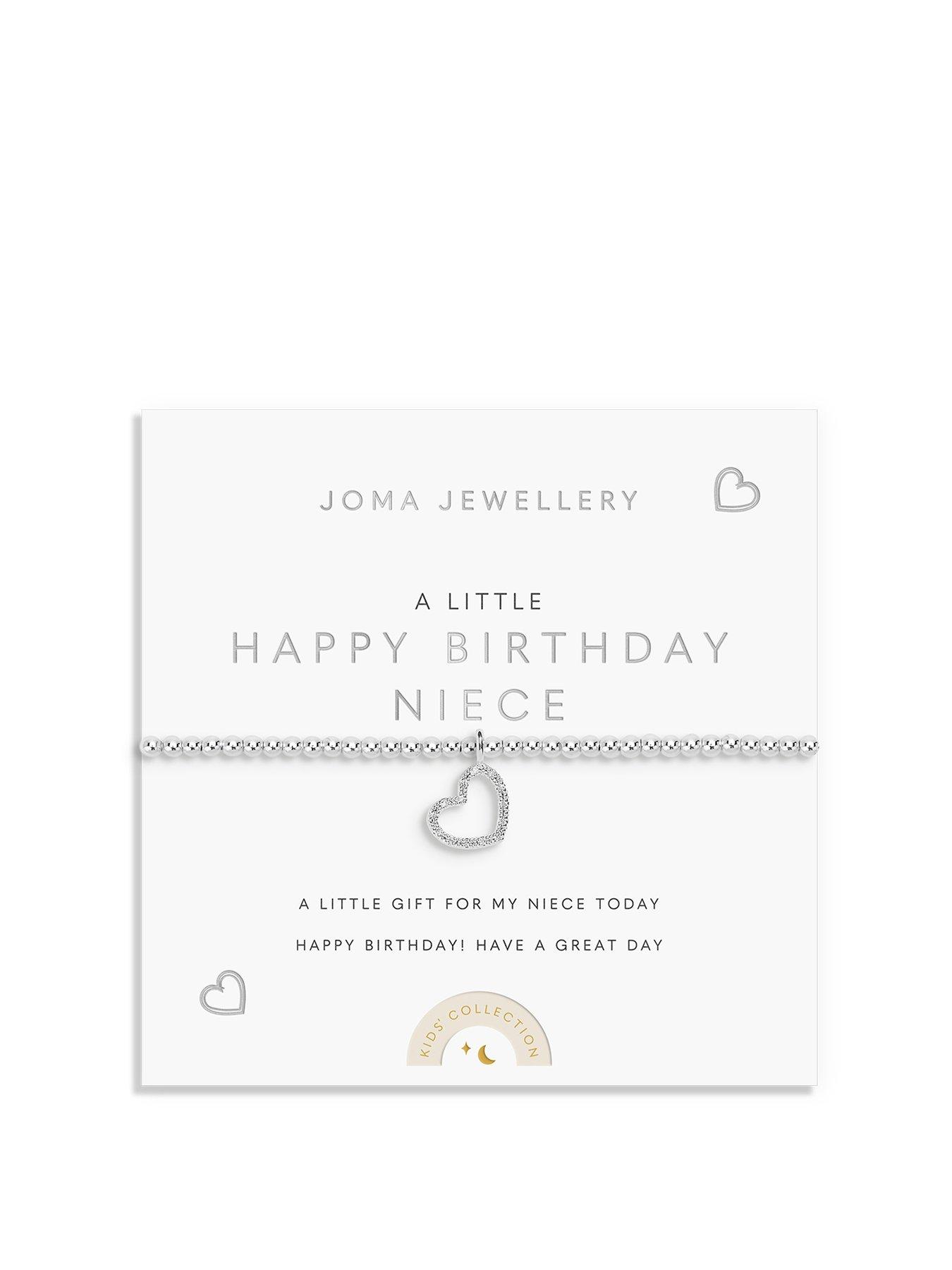 Joma Jewellery KIDS' A LITTLE , HAPPY BIRTHDAY NIECE , Silver Plated , Bracelet , 15.5cm stretch