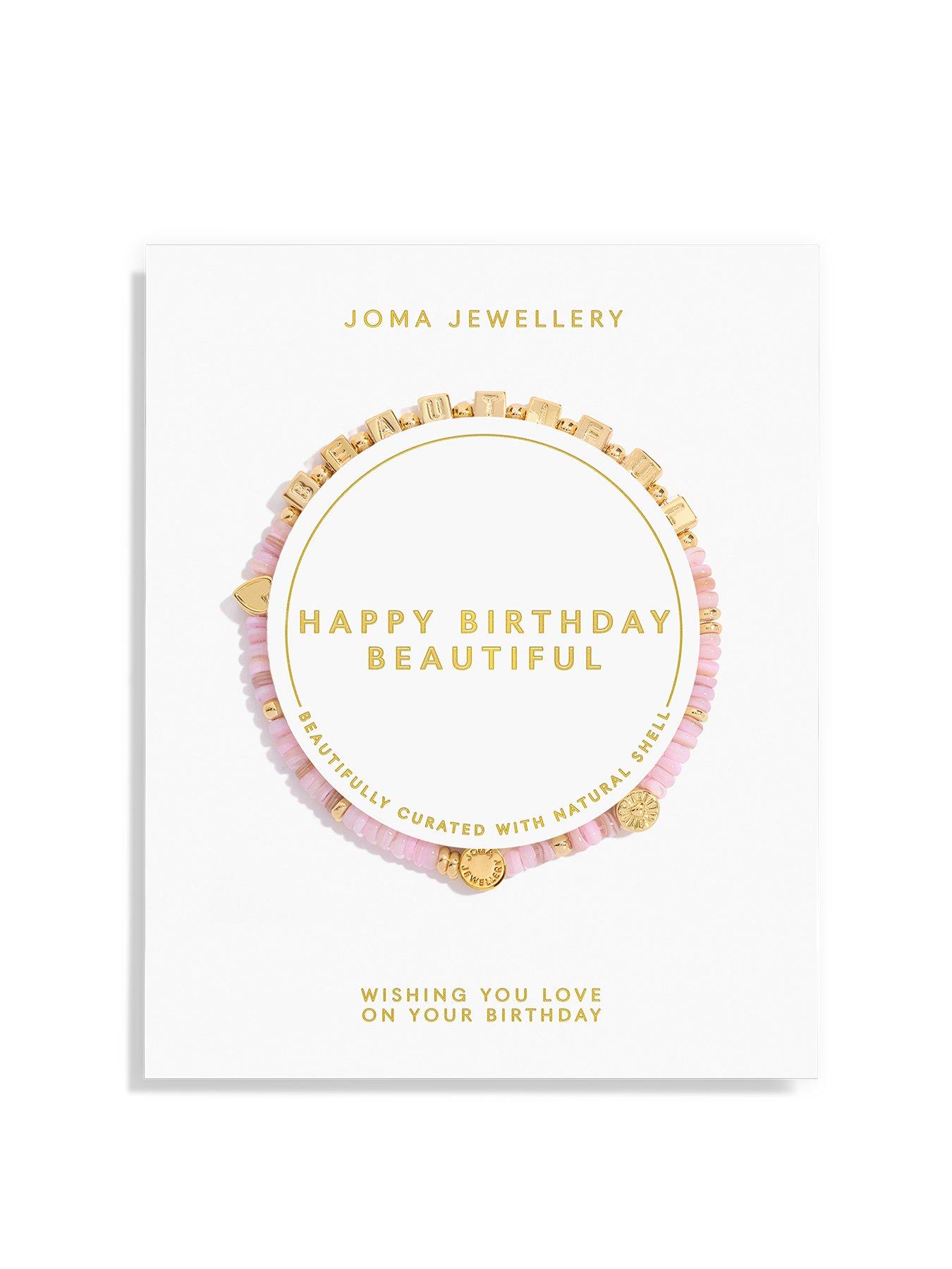 Joma Jewellery HAPPY LITTLE MOMENTS , HAPPY BIRTHDAY BEAUTIFUL , Gold Plated , Bracelet , 17.5cm stretch
