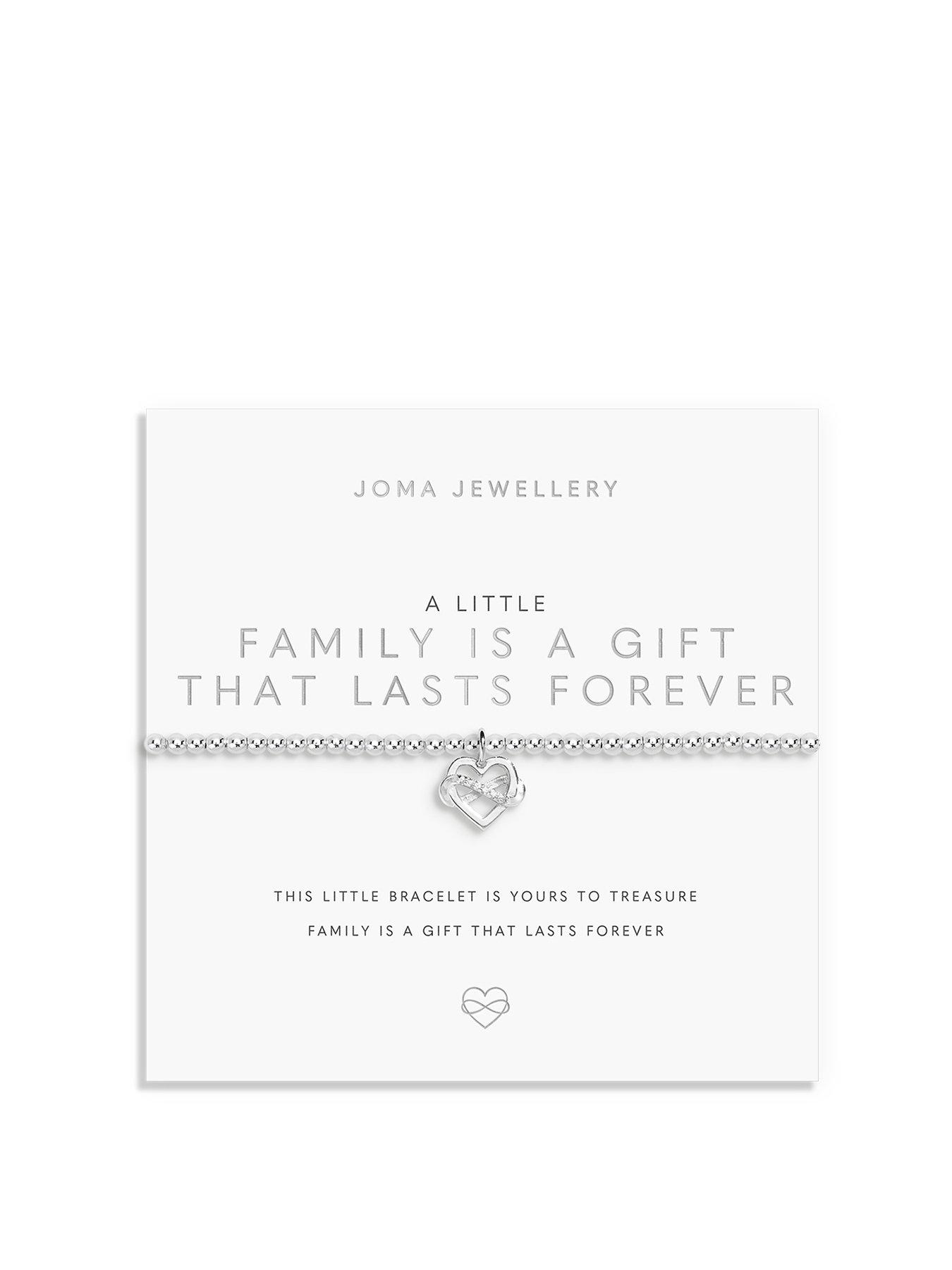 Joma Jewellery A LITTLE , FAMILY IS A GIFT THAT LASTS FOREVER , Silver Plated , Bracelet , 17.5cm stretch