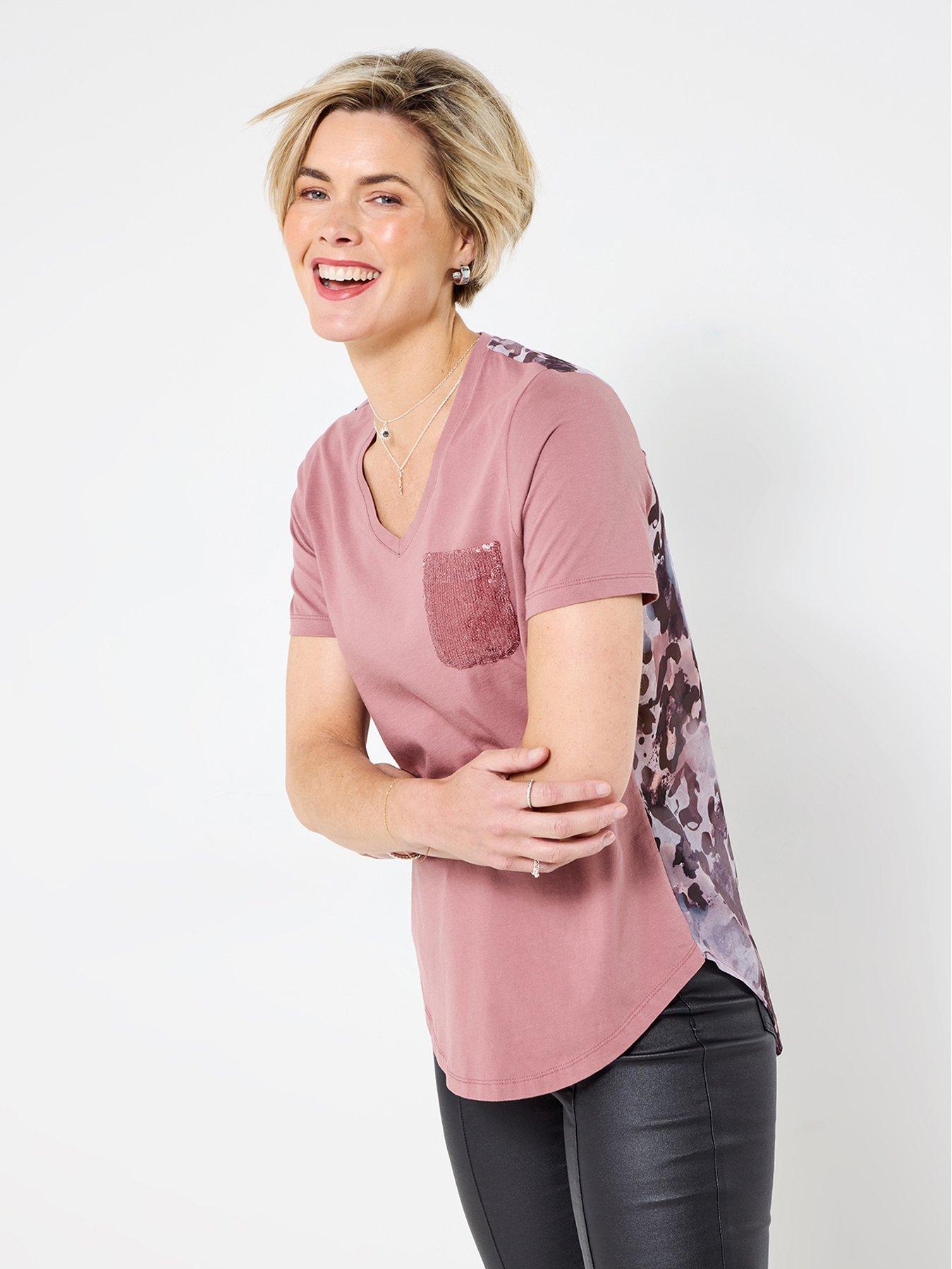 undefined Florence Woven Back T Shirt - Pink