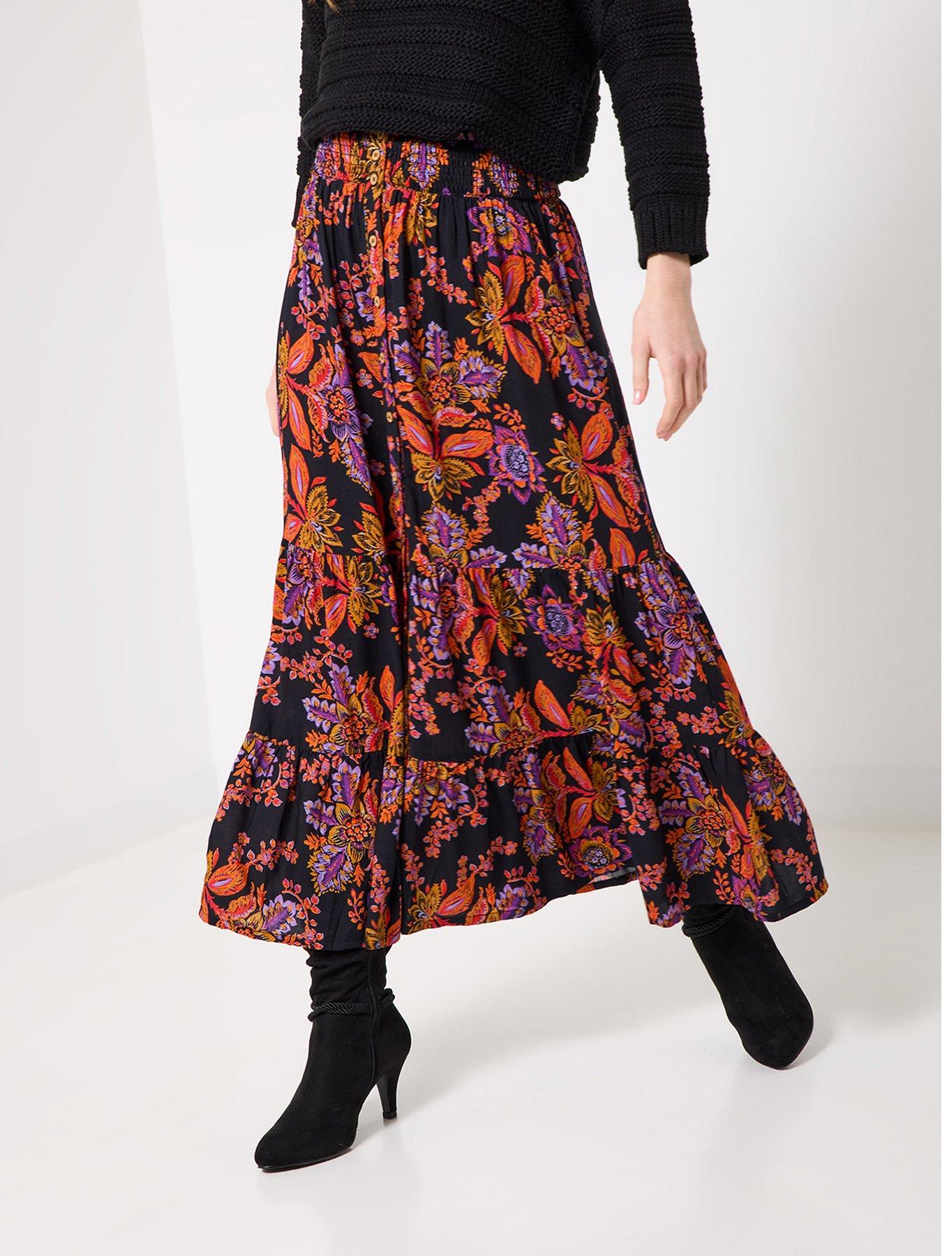 Joe Browns Fabulous Florals Button Front Maxi Skirt - Purple