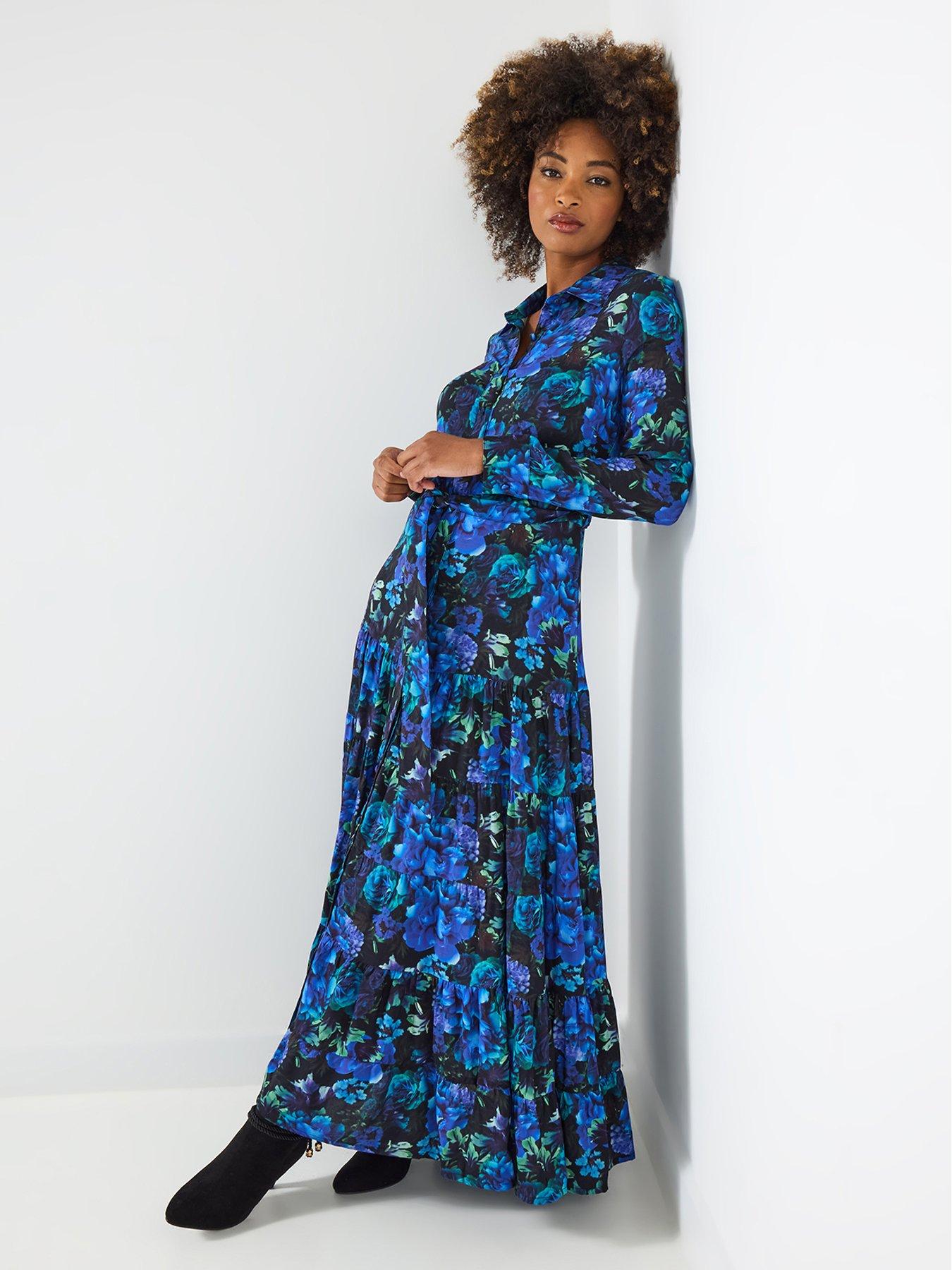 Joe Browns Olivia Floral Maxi Shirt Dress - Blue
