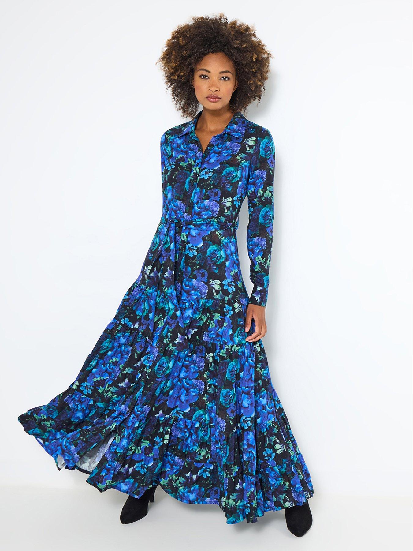 Joe Browns Olivia Floral Maxi Shirt Dress - Blue | Very