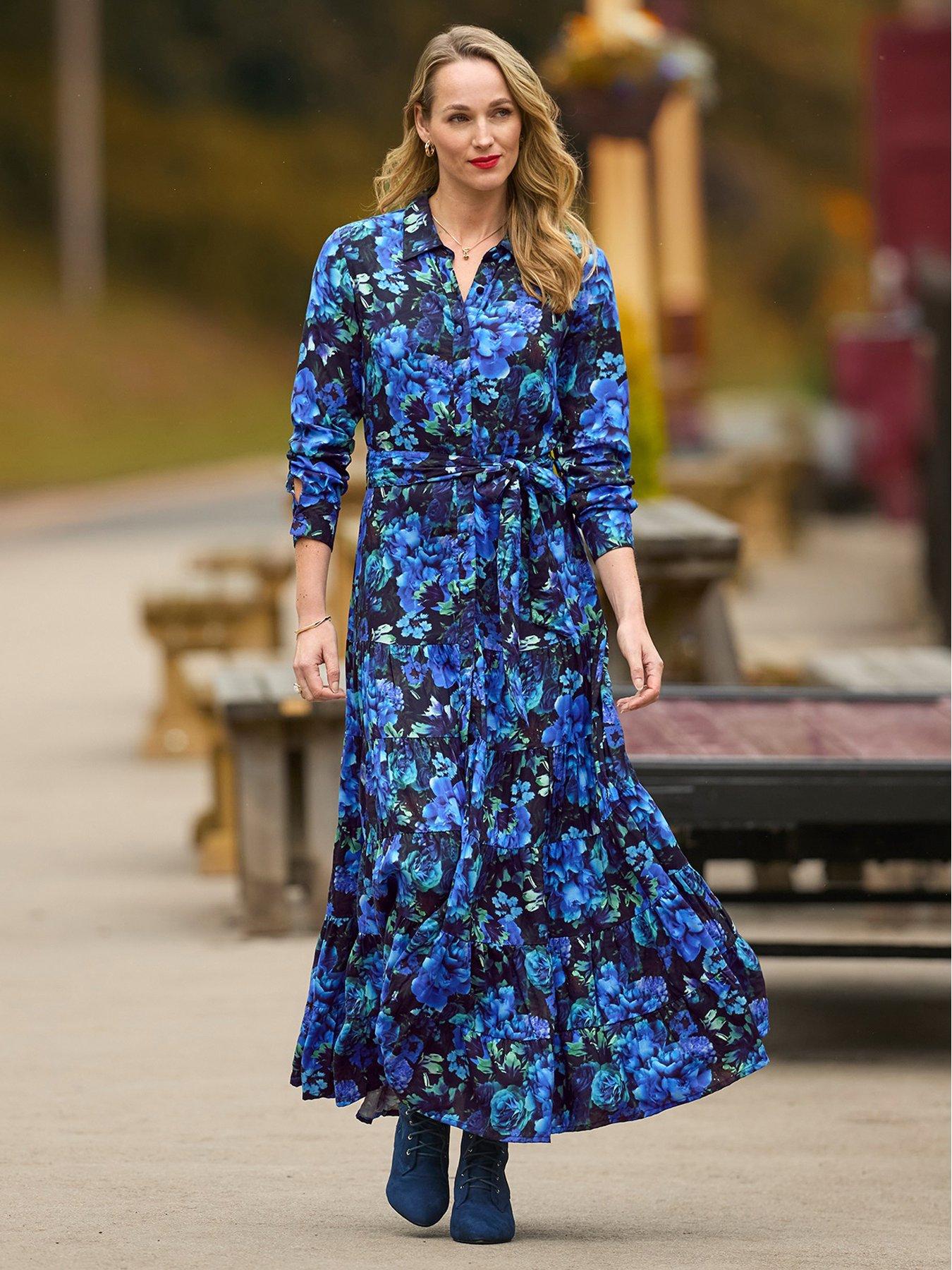 chinese dress ladies Jolie Moi Print Woven Maxi Shirt Dress, Green Spot – Jolie Moi Retail main image 1