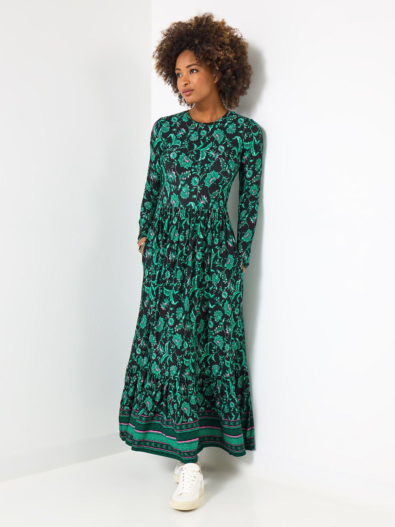 undefined Bella Border Print Jersey Dress - Black