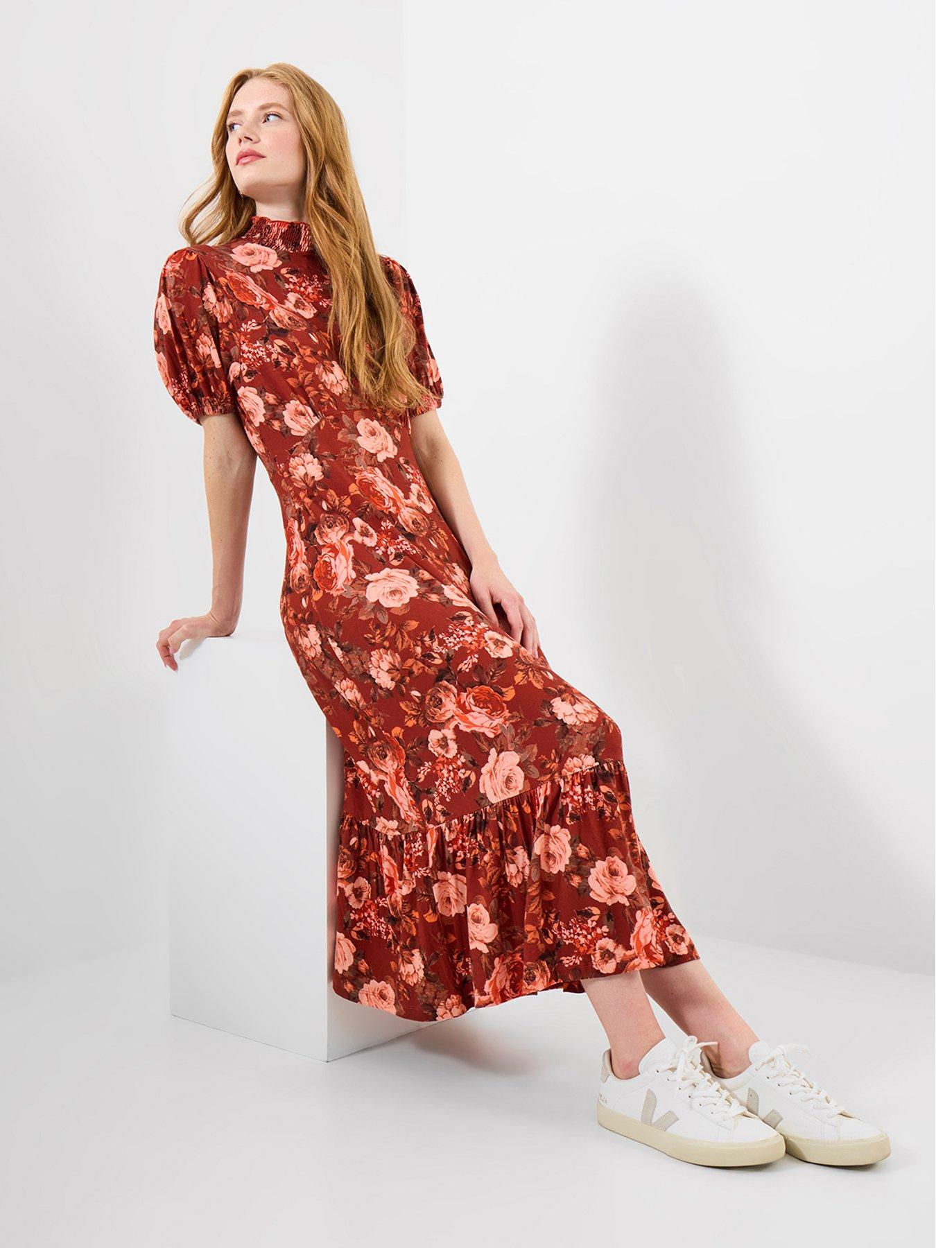 undefined All About Autumn Floral Jersey Dress  - Brown