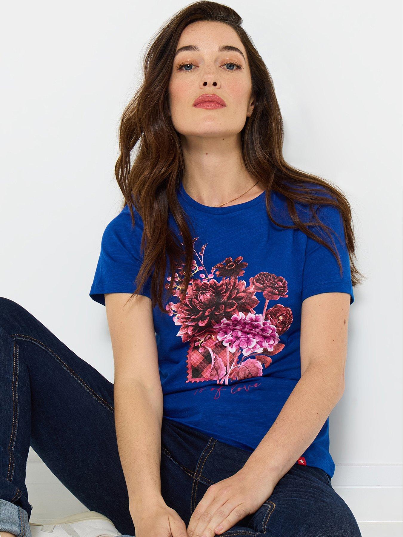 undefined Pretty Floral T Shirt - Navy