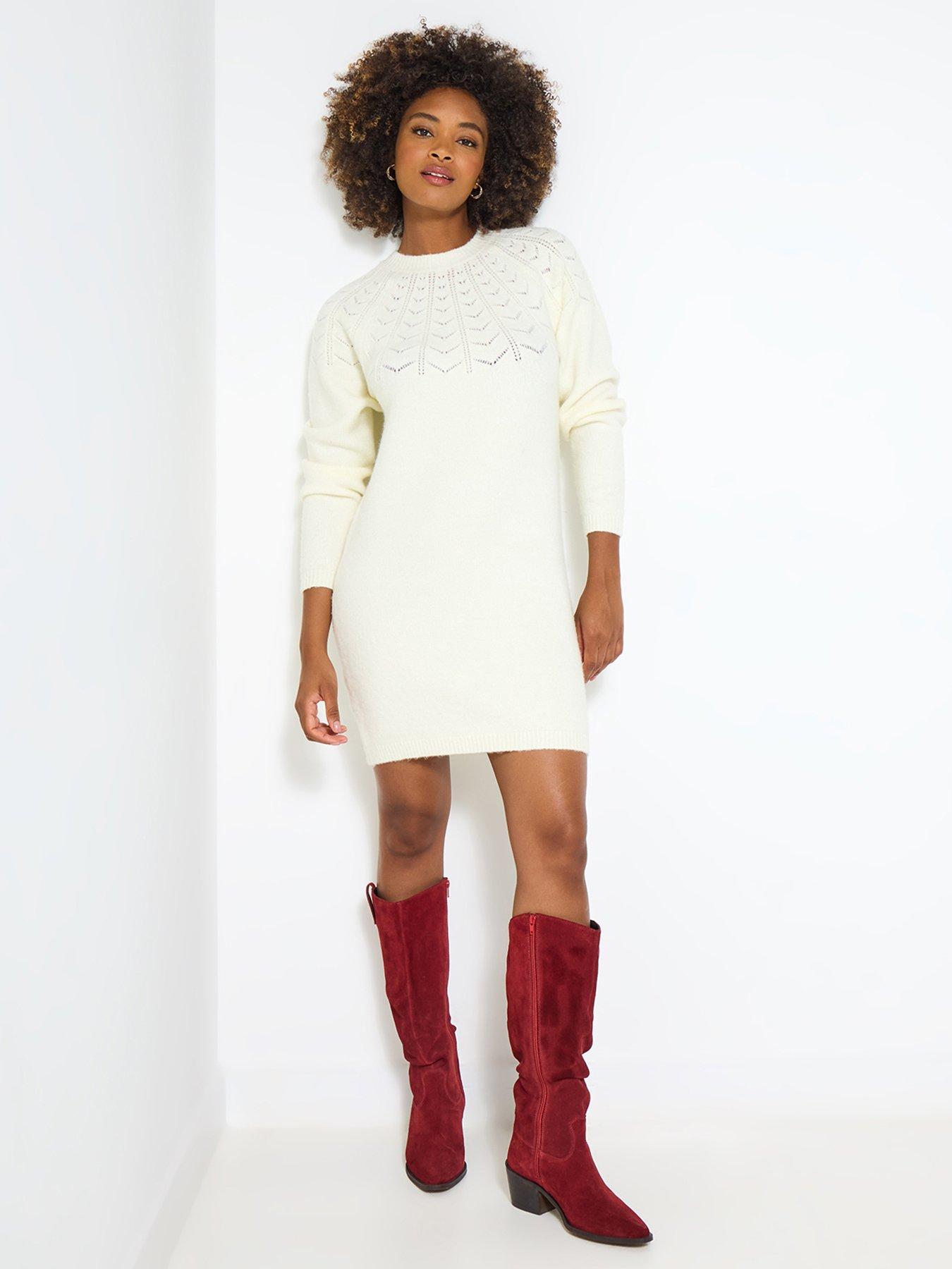 Joe Browns Selene Pointelle Detail Knitted Dress - Cream