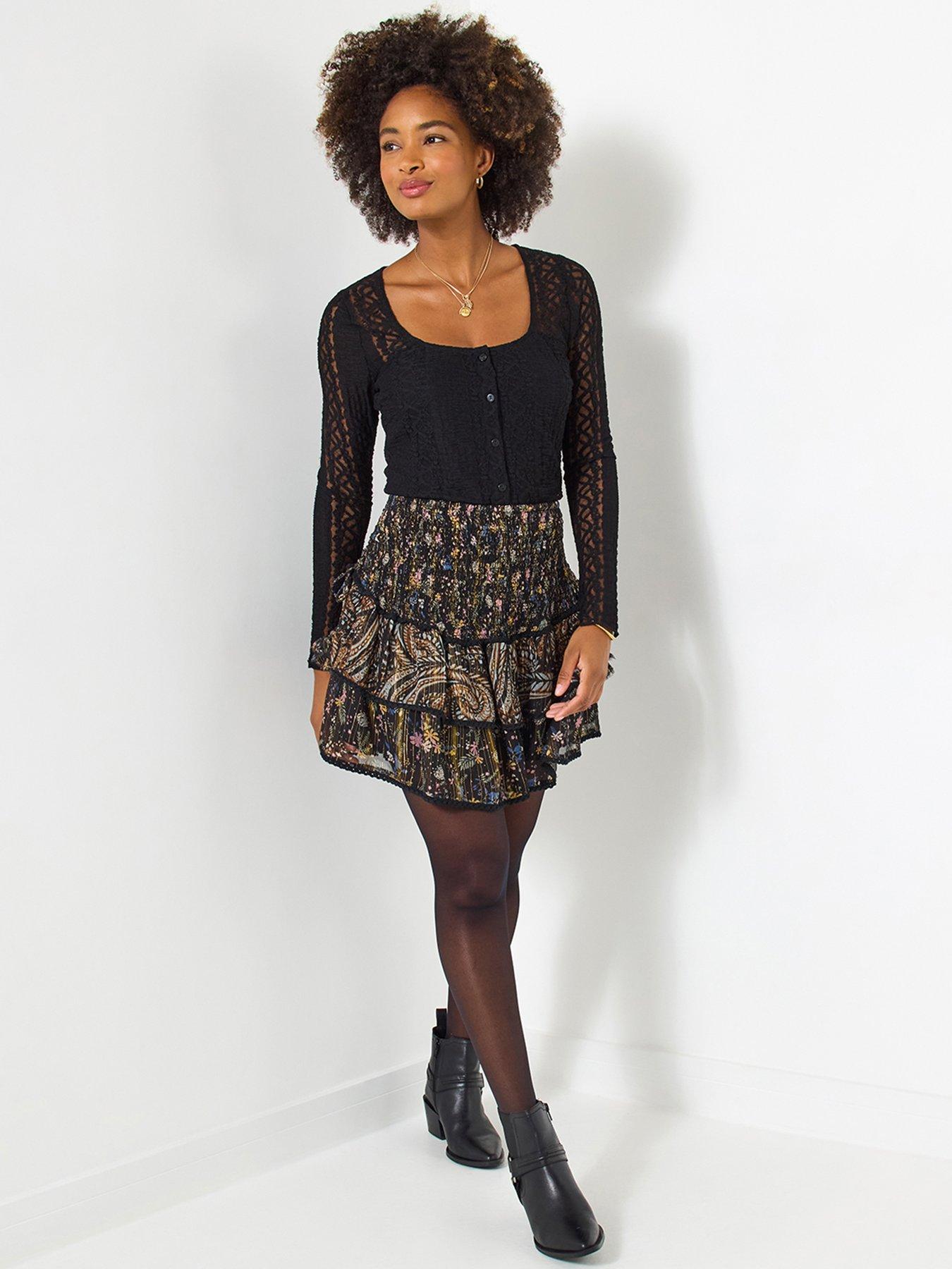 Image 1 of 5 of Joe Browns Autumn Days Ruffle Mini Skirt - Black