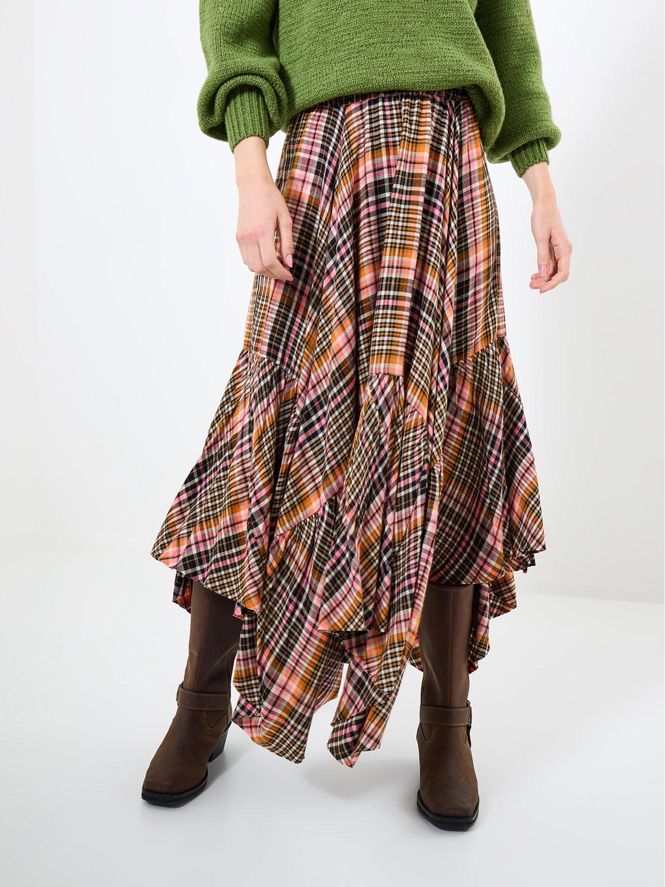 Joe Browns Romantic Check Dippy Hem Skirt - Multi