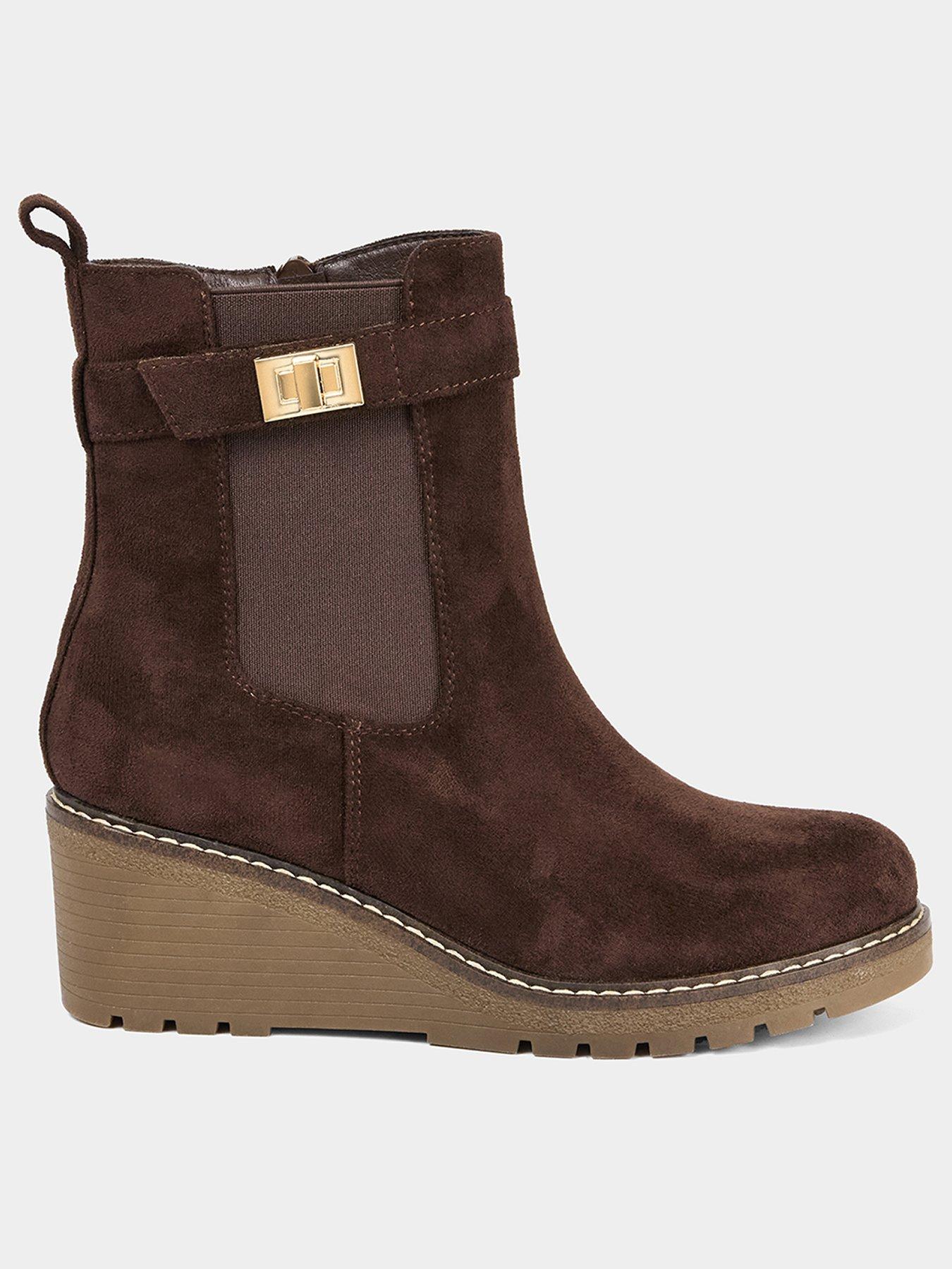Joe Browns Willow Cosy Wedge Ankle Boots - Chocolate