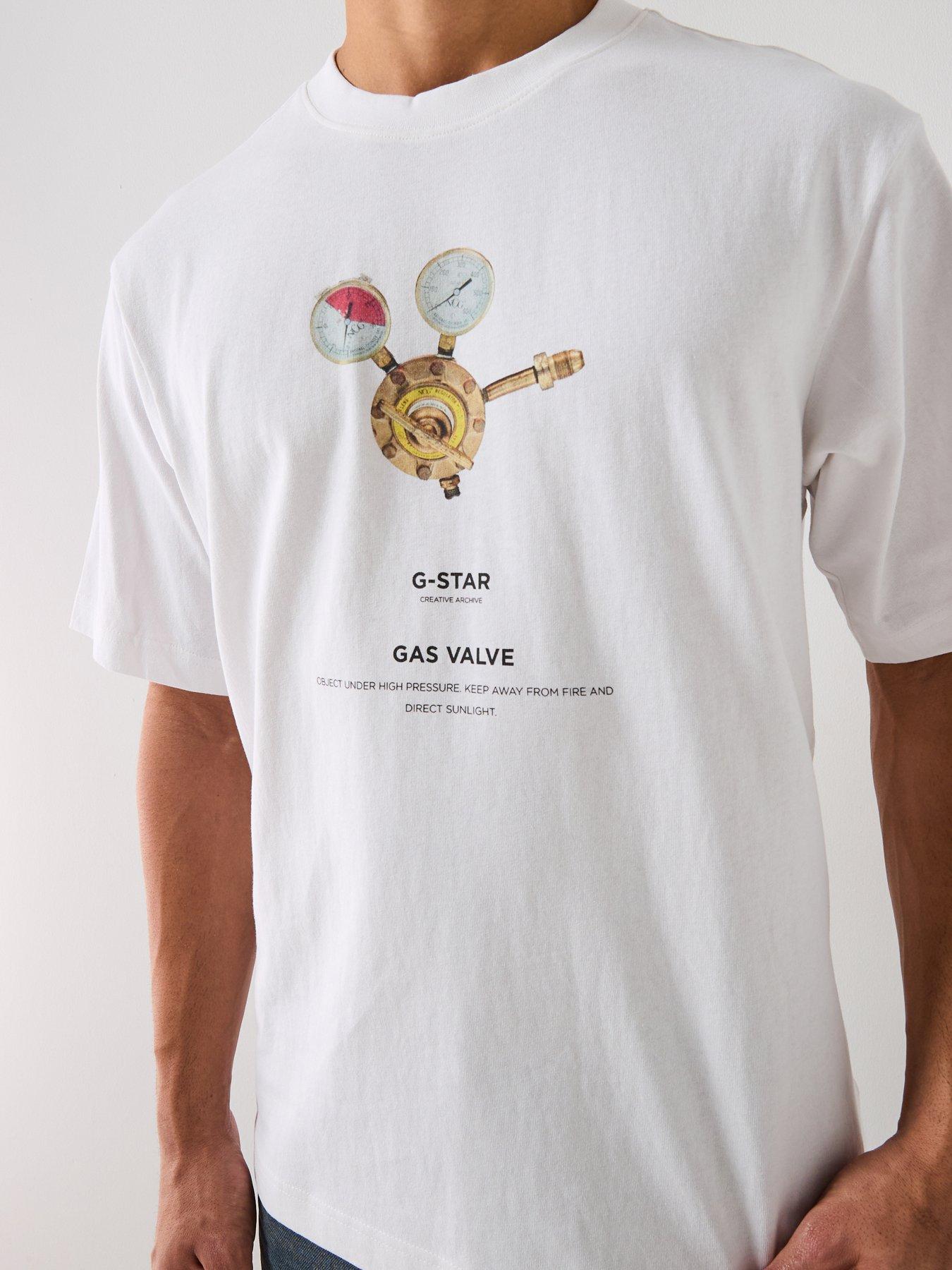 G-Star RAW Archive Gas Valve Print T-Shirt - White | Very