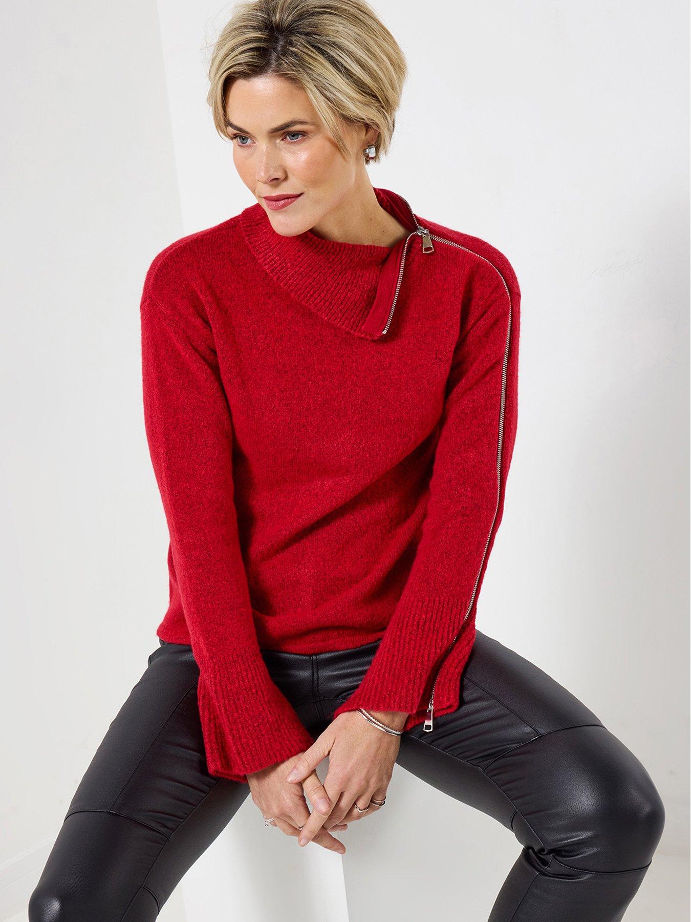 Joe Browns: Roxanne Zip Sleeve Jumper - Red