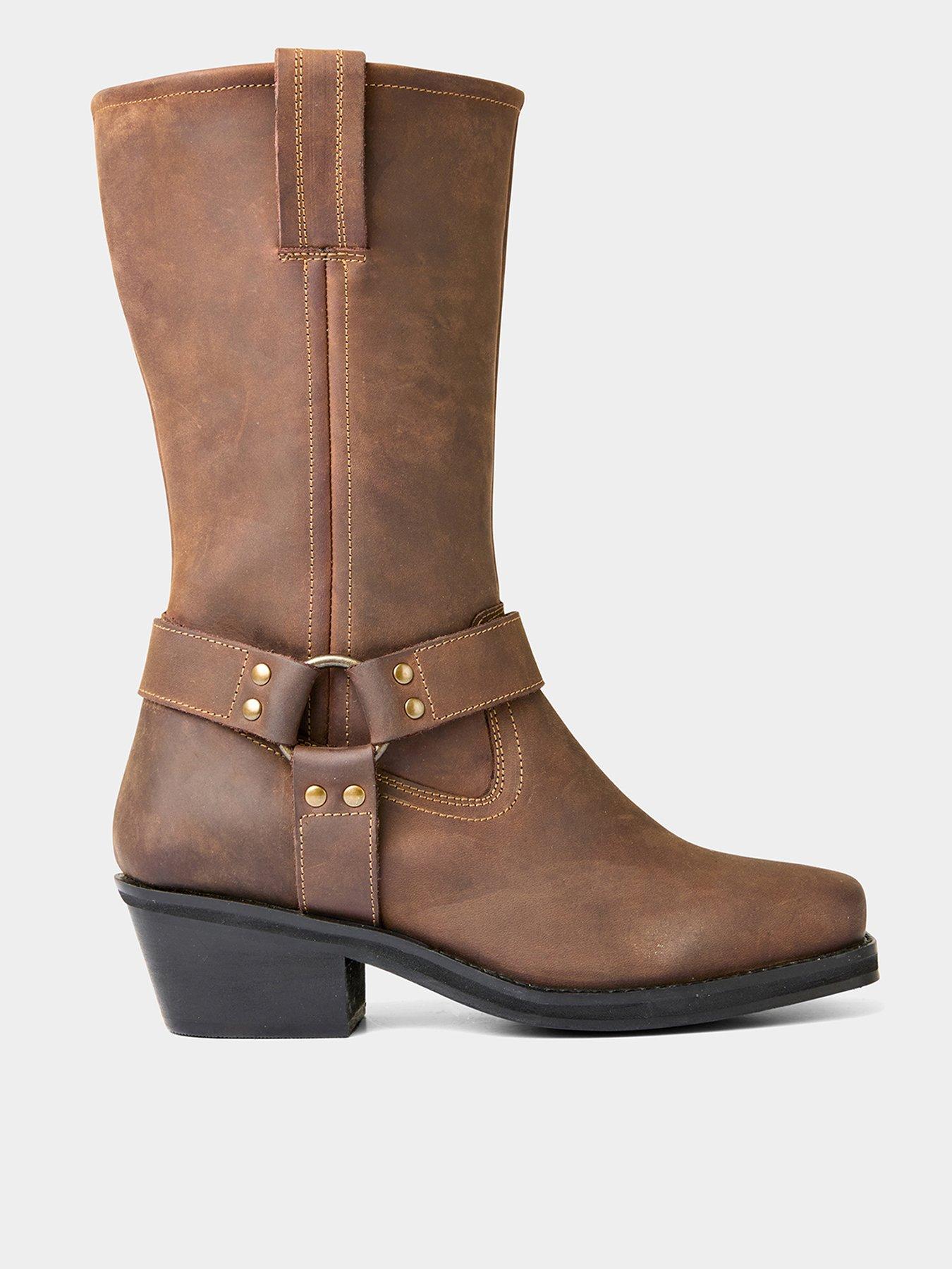 undefined Ride Free Leather Biker Boots - Brown