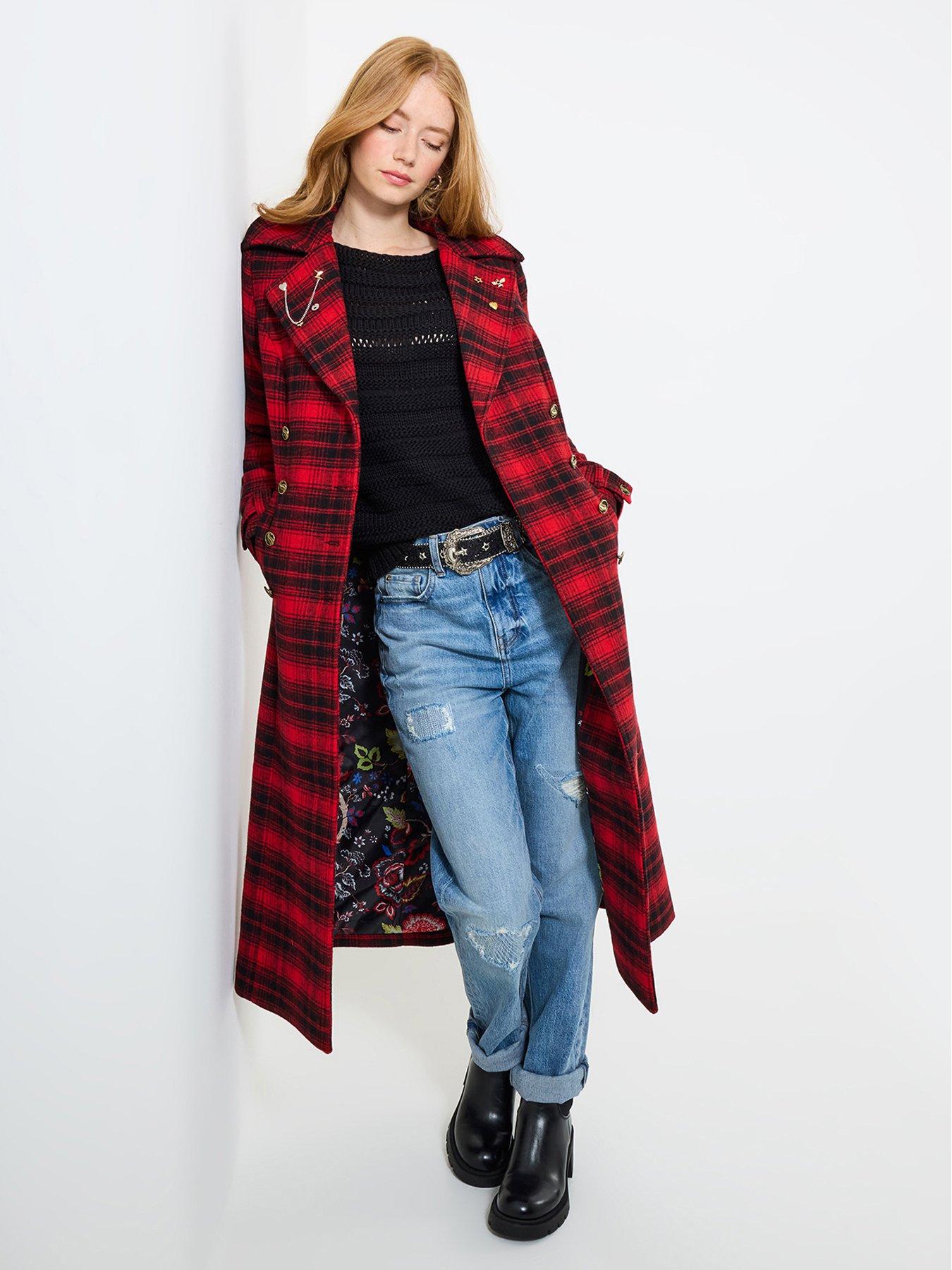 Joe Browns Suzi Check Maxi Coat - Red