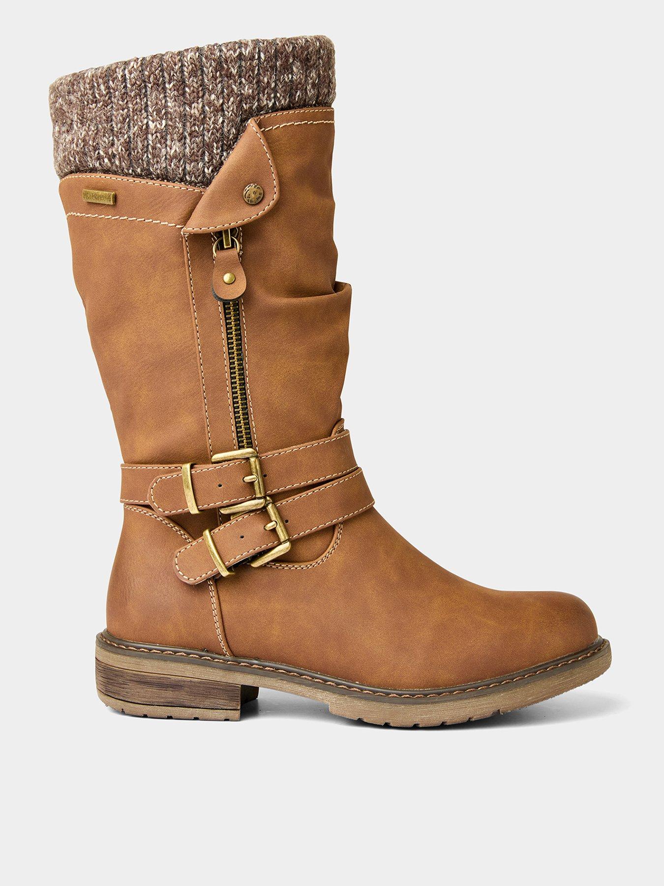 Image 1 of 6 of Joe Browns Peyton Knitted Top Long Boots - Tan