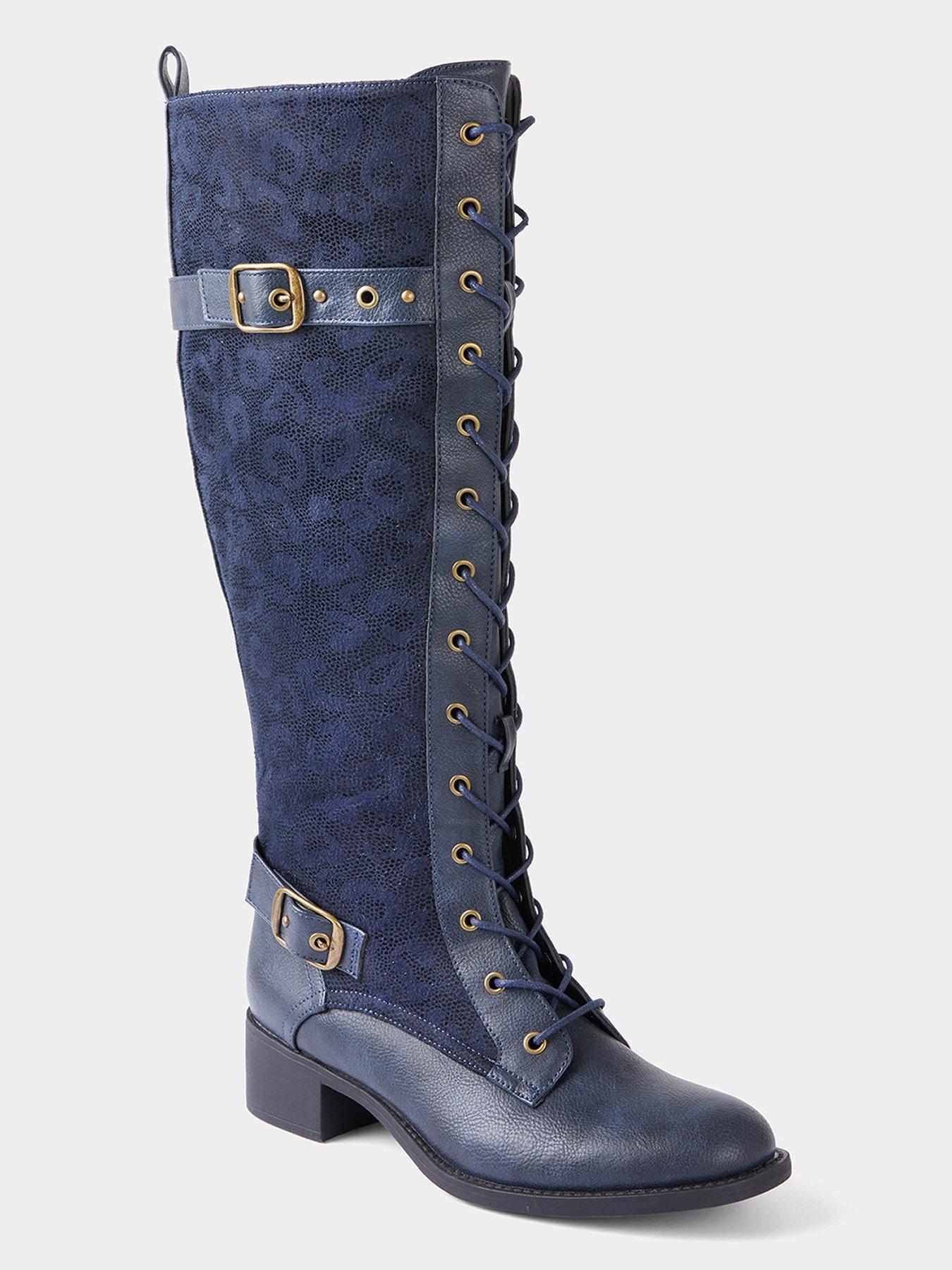 Joe Browns Fairweather Lace Up Riding Boots - Navy | Very