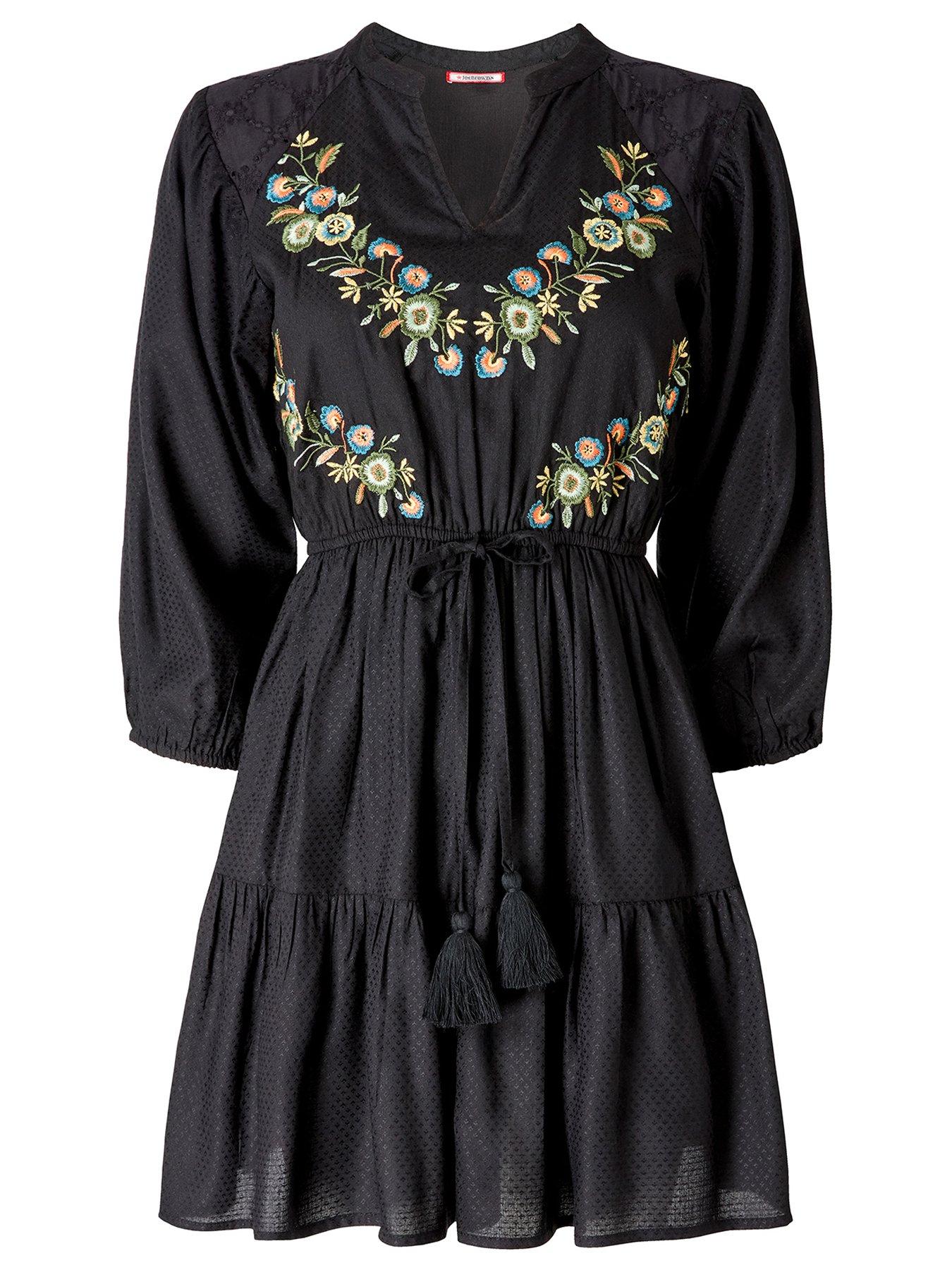 Joe Browns Emma Embroidered Tunic Dress - Black | Very