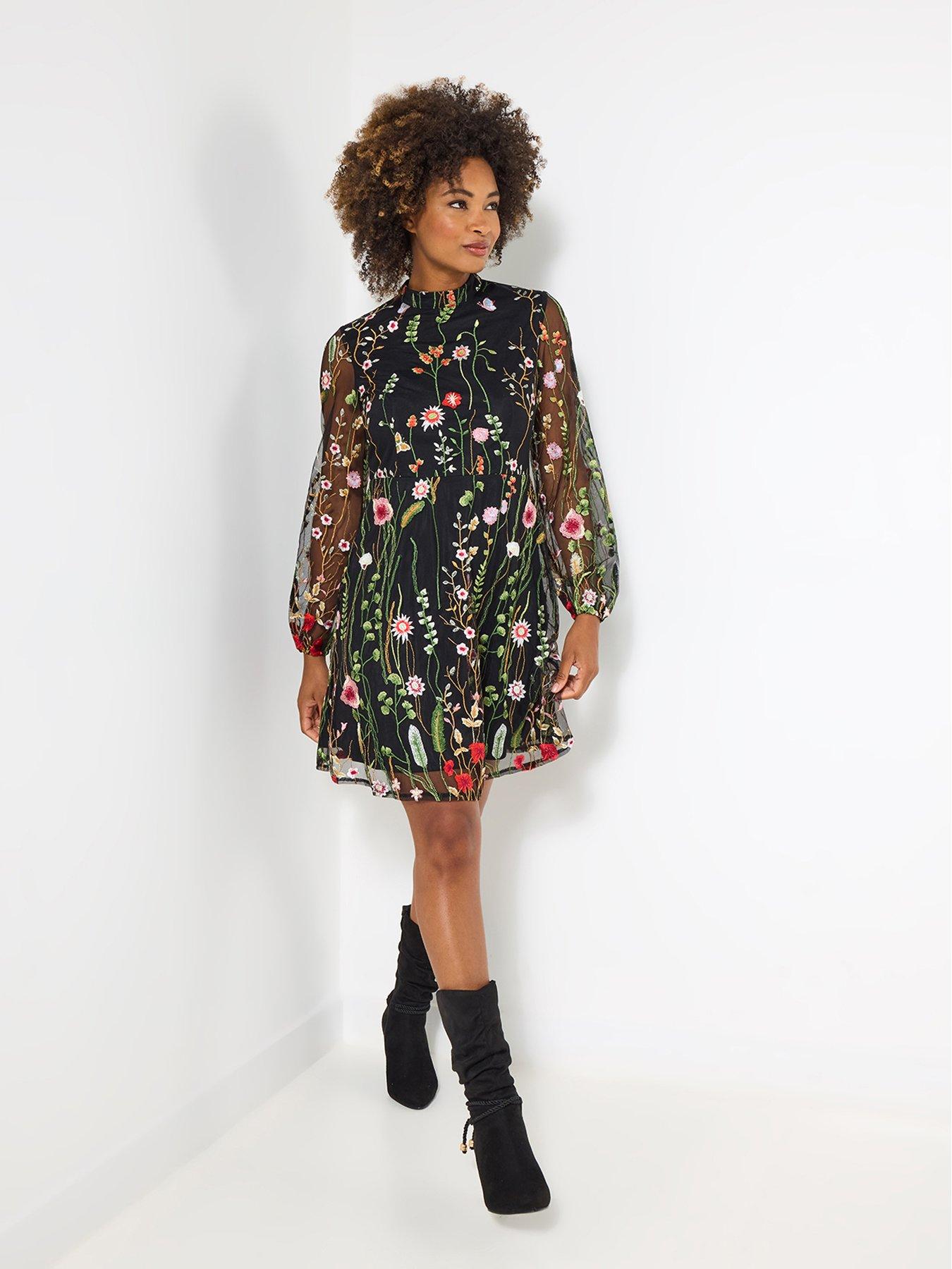 Image 1 of 6 of Joe Browns Ophelia Embroidered Dress - Black
