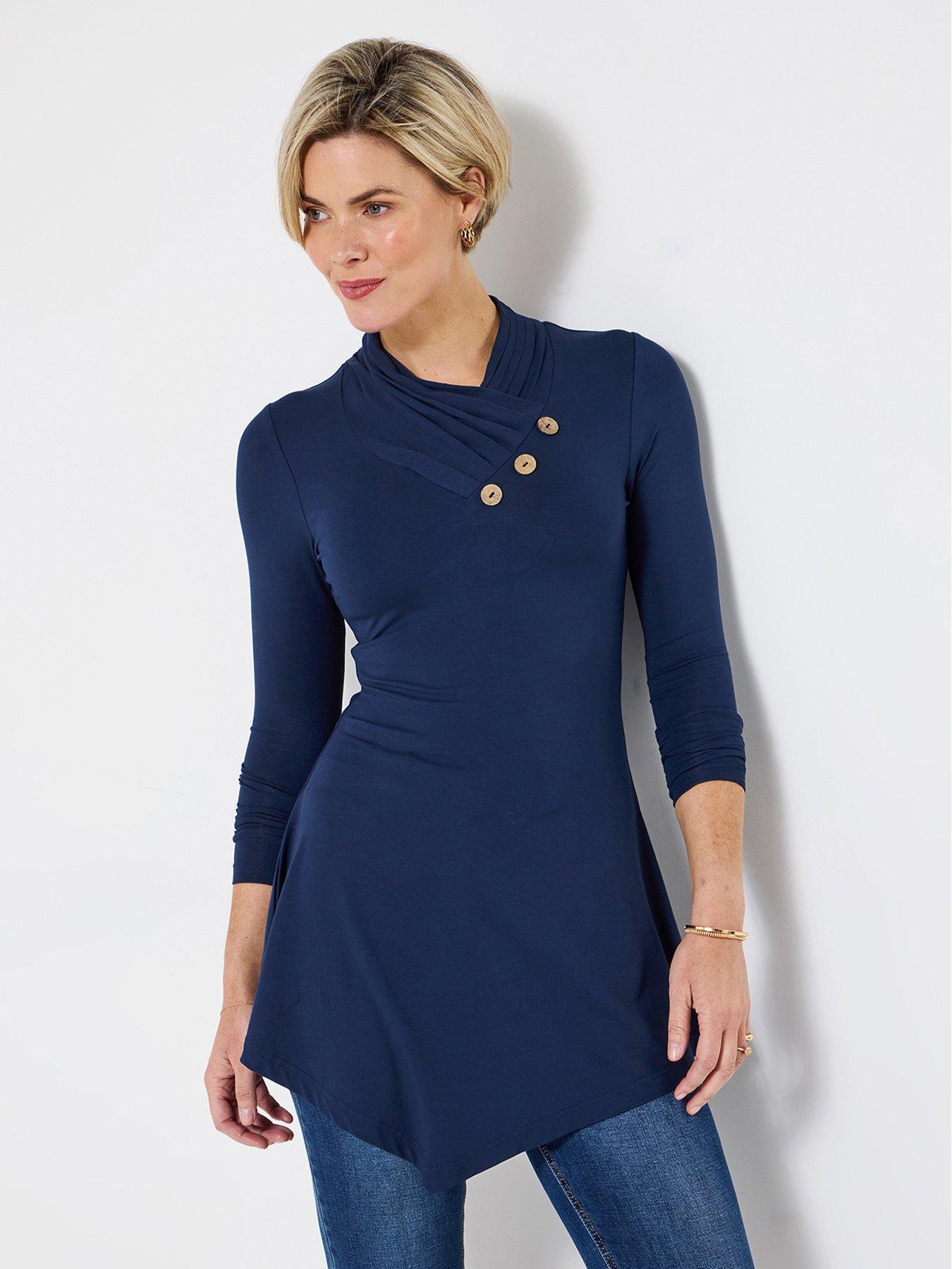 Joe Browns Button Detail Jersey Tunic Top - Midnight Navy