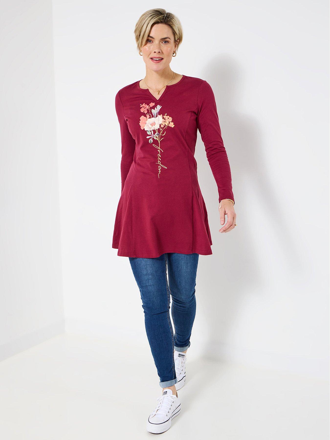 Image 2 of 5 of Joe Browns Autumn Florals Jersey Tunic Top - Berry