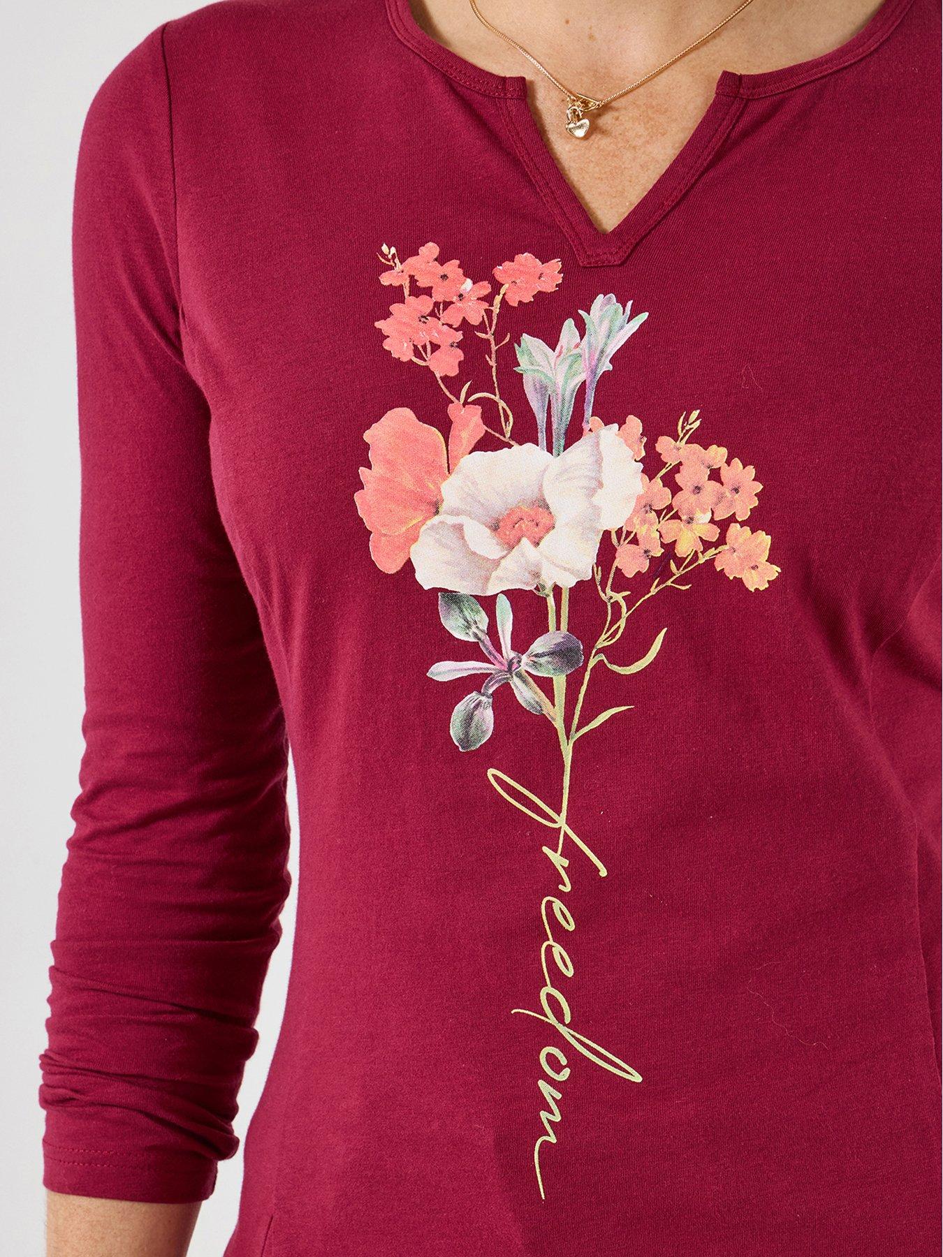 Image 4 of 5 of Joe Browns Autumn Florals Jersey Tunic Top - Berry