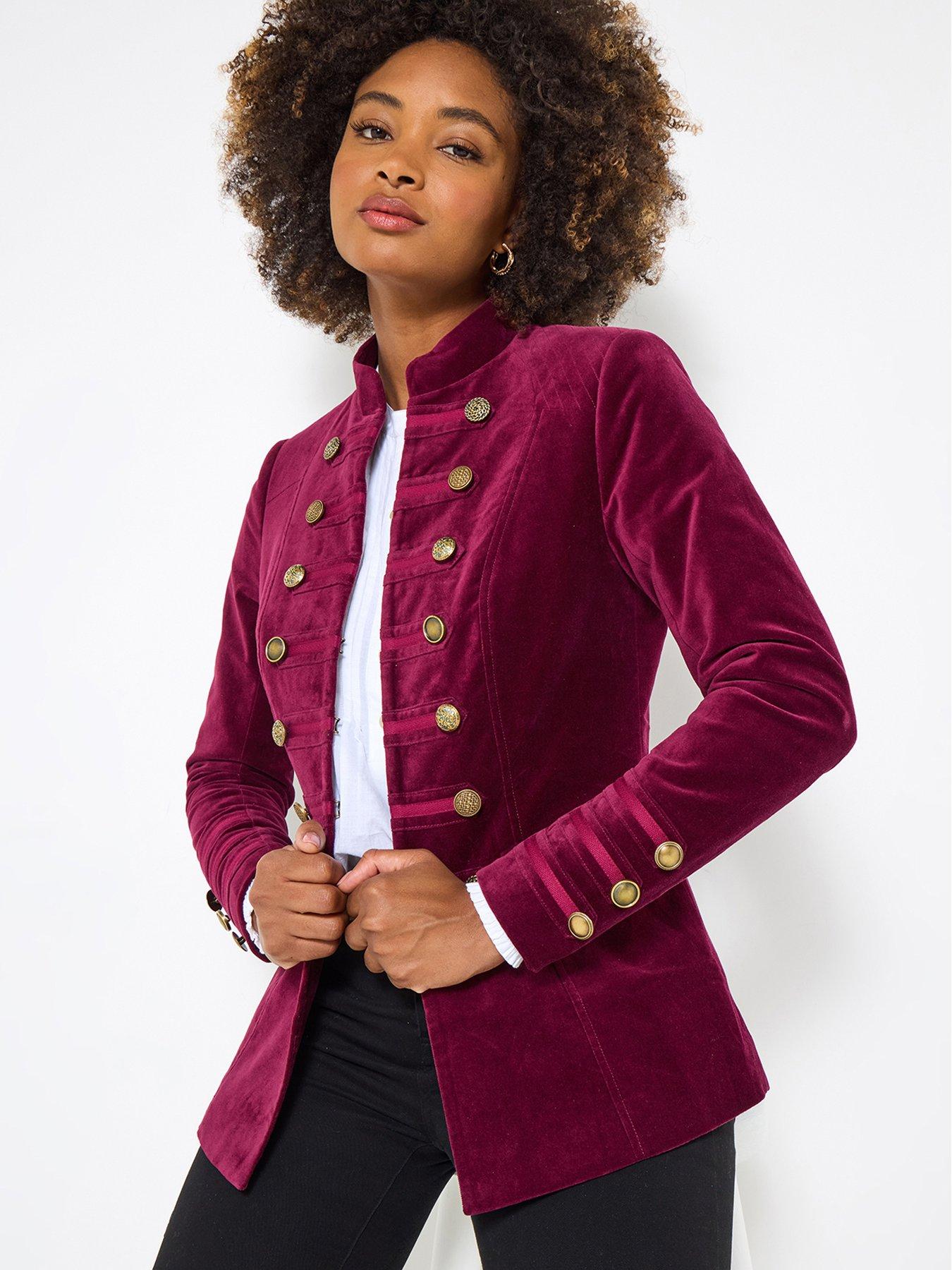 Joe Browns Helena Moleskin Military Jacket - Magenta