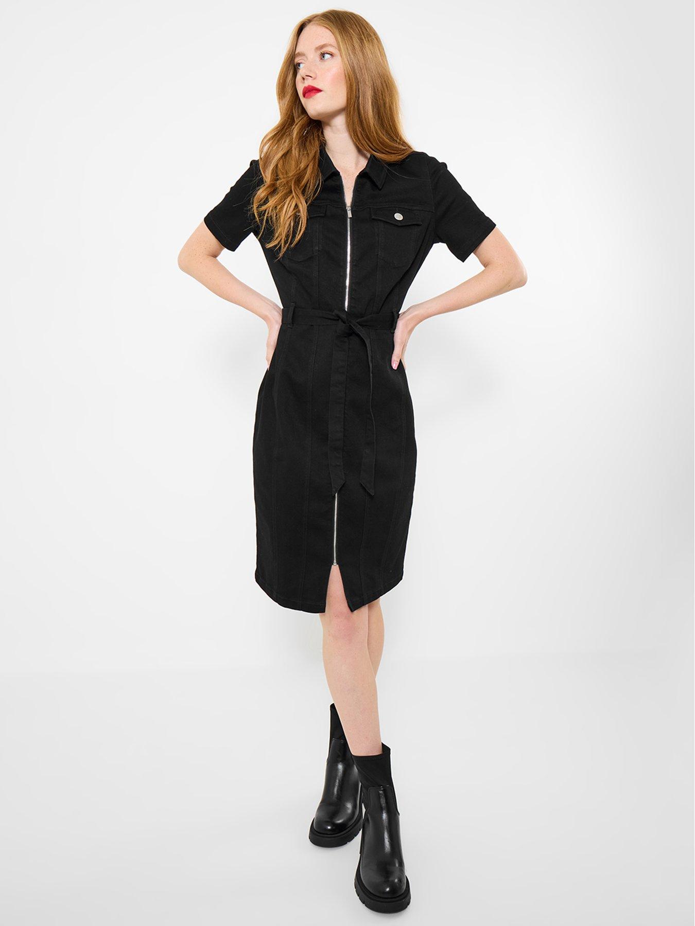 undefined Candy Stretch Denim Dress - Black