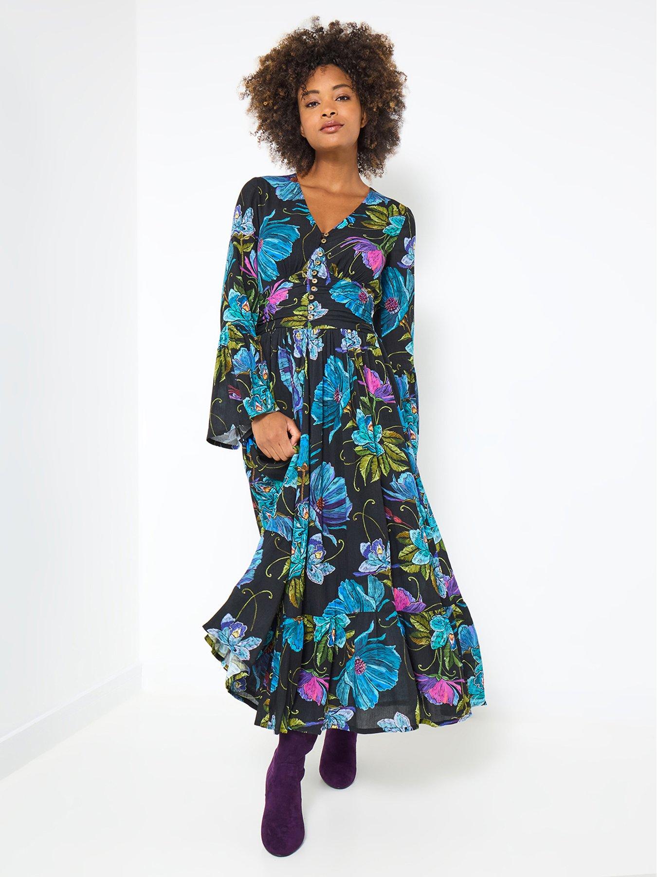 Joe Browns Iris Florals Boho Maxi Dress - Black