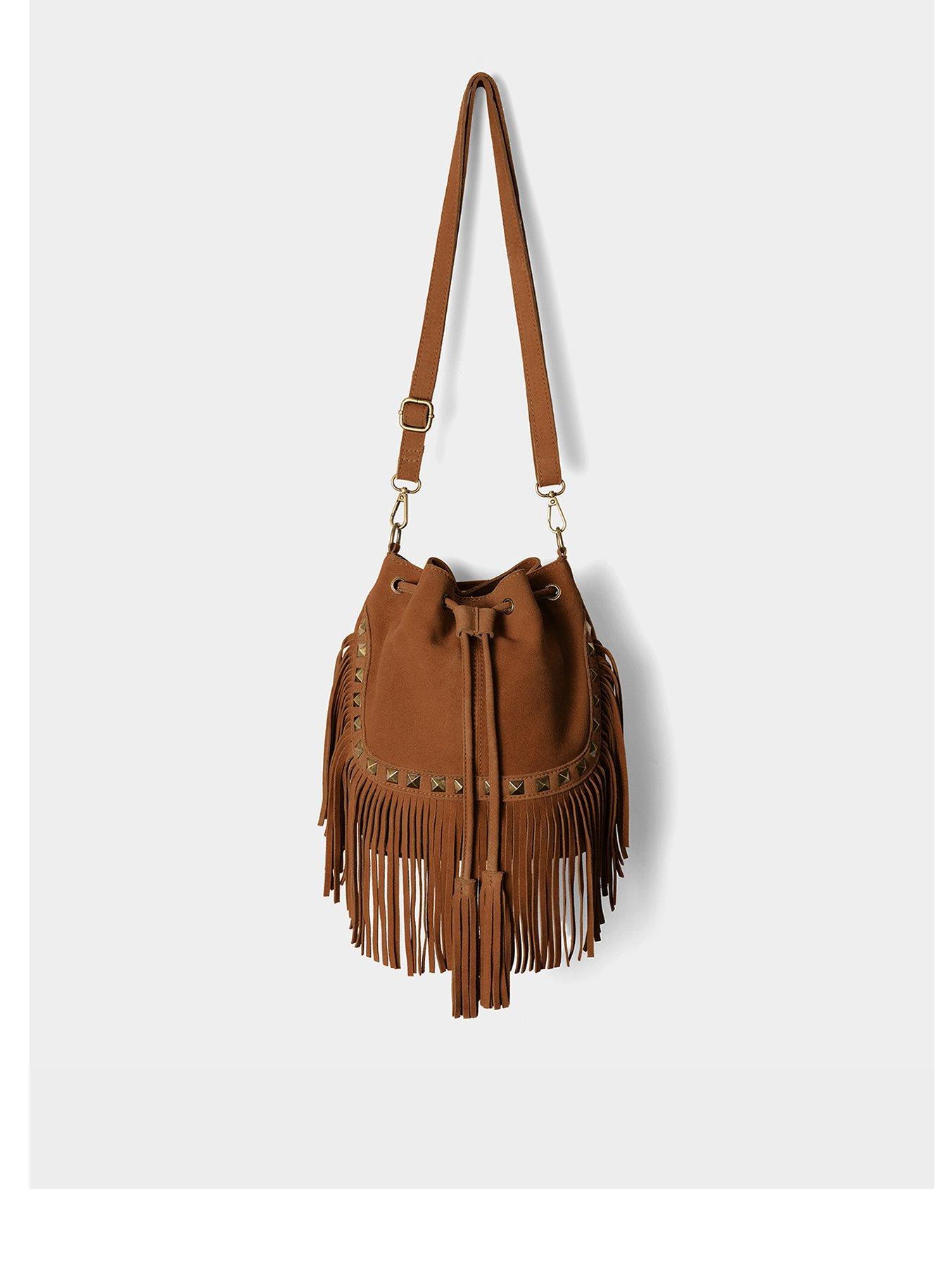 undefined Layla Suede Fringe Bag - Tan