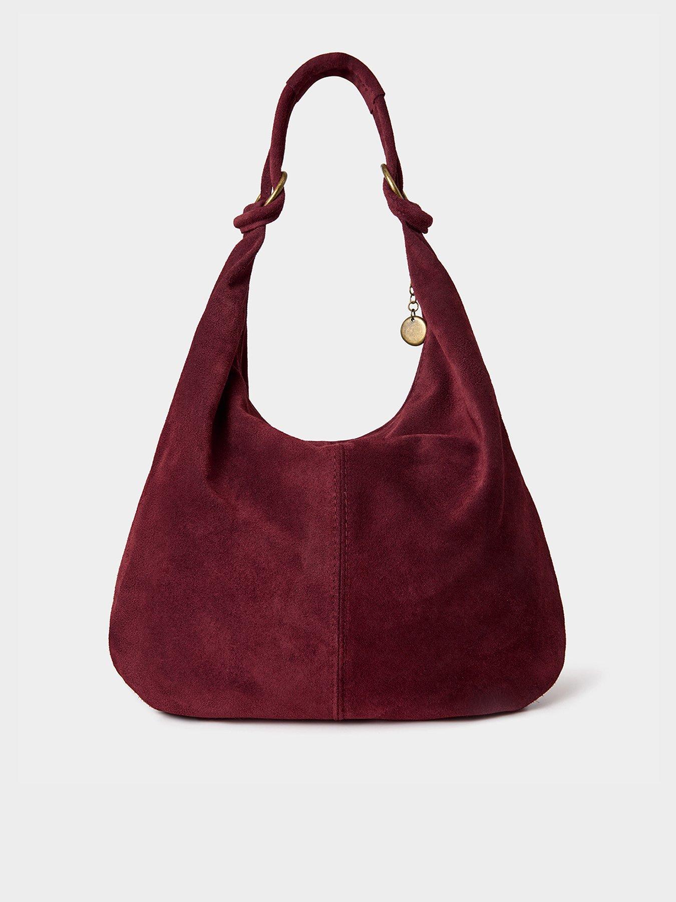 undefined Lucia Boho Suede Bag - Burgundy