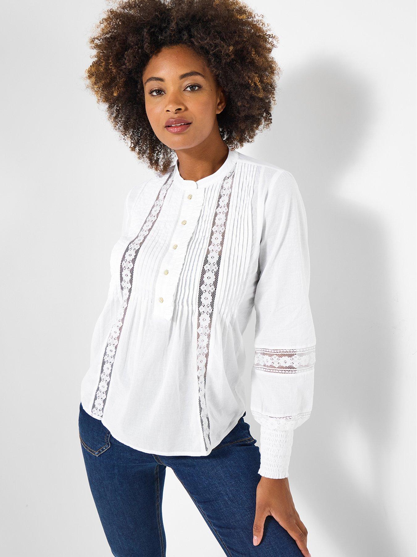 undefined Romantic Lace Trim Blouse  - White