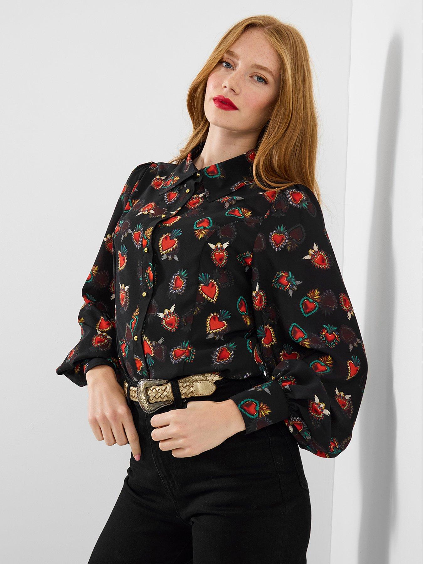 Joe Browns Heart Print Georgette Blouse With Cami - Black