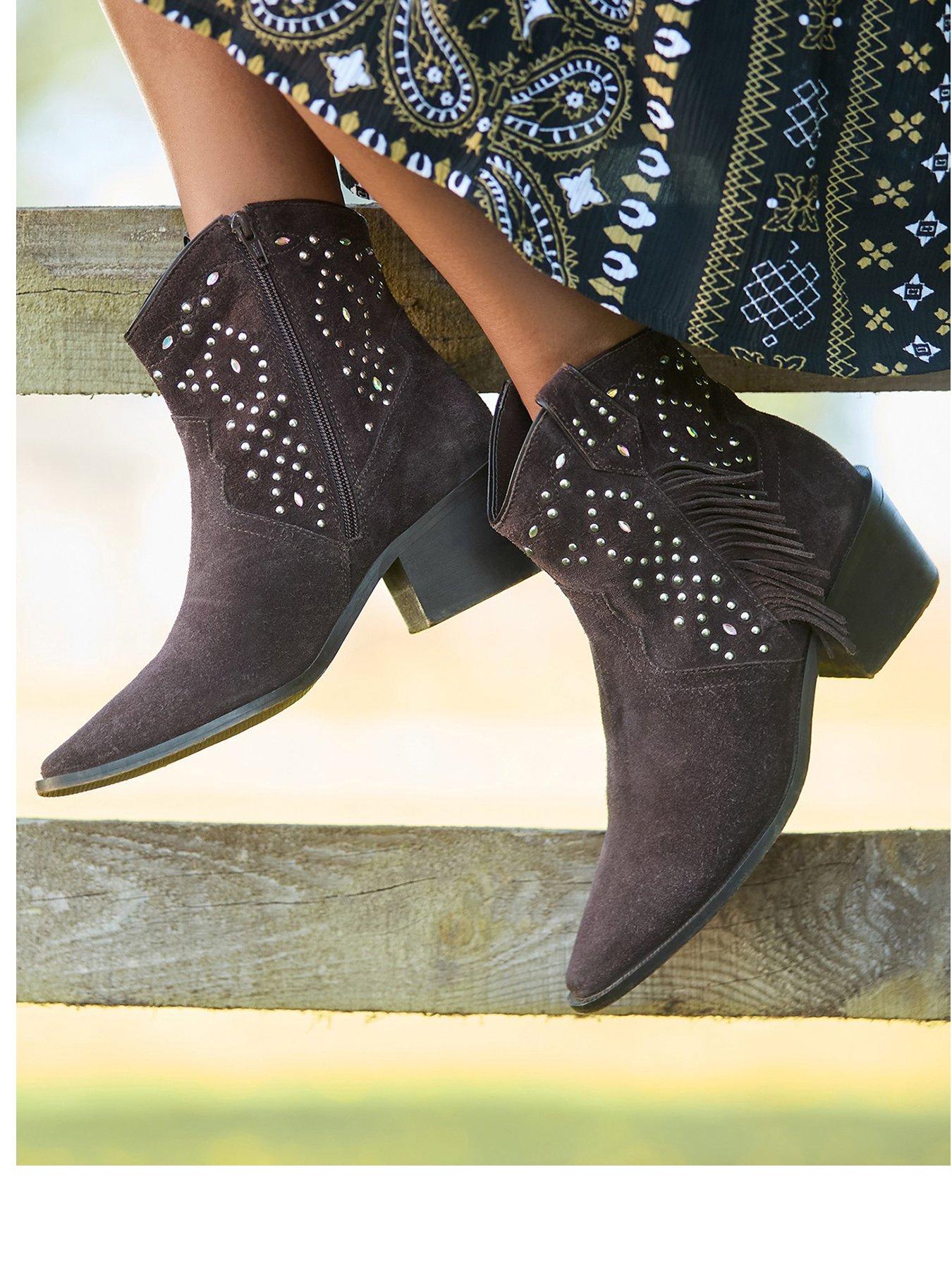 Image 2 of 6 of Joe Browns Sand Storm Embellished Suede Western Boots - Brown