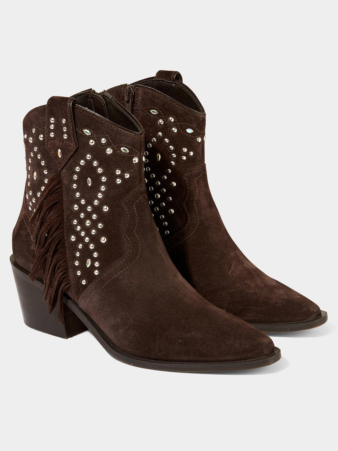 Image 3 of 6 of Joe Browns Sand Storm Embellished Suede Western Boots - Brown