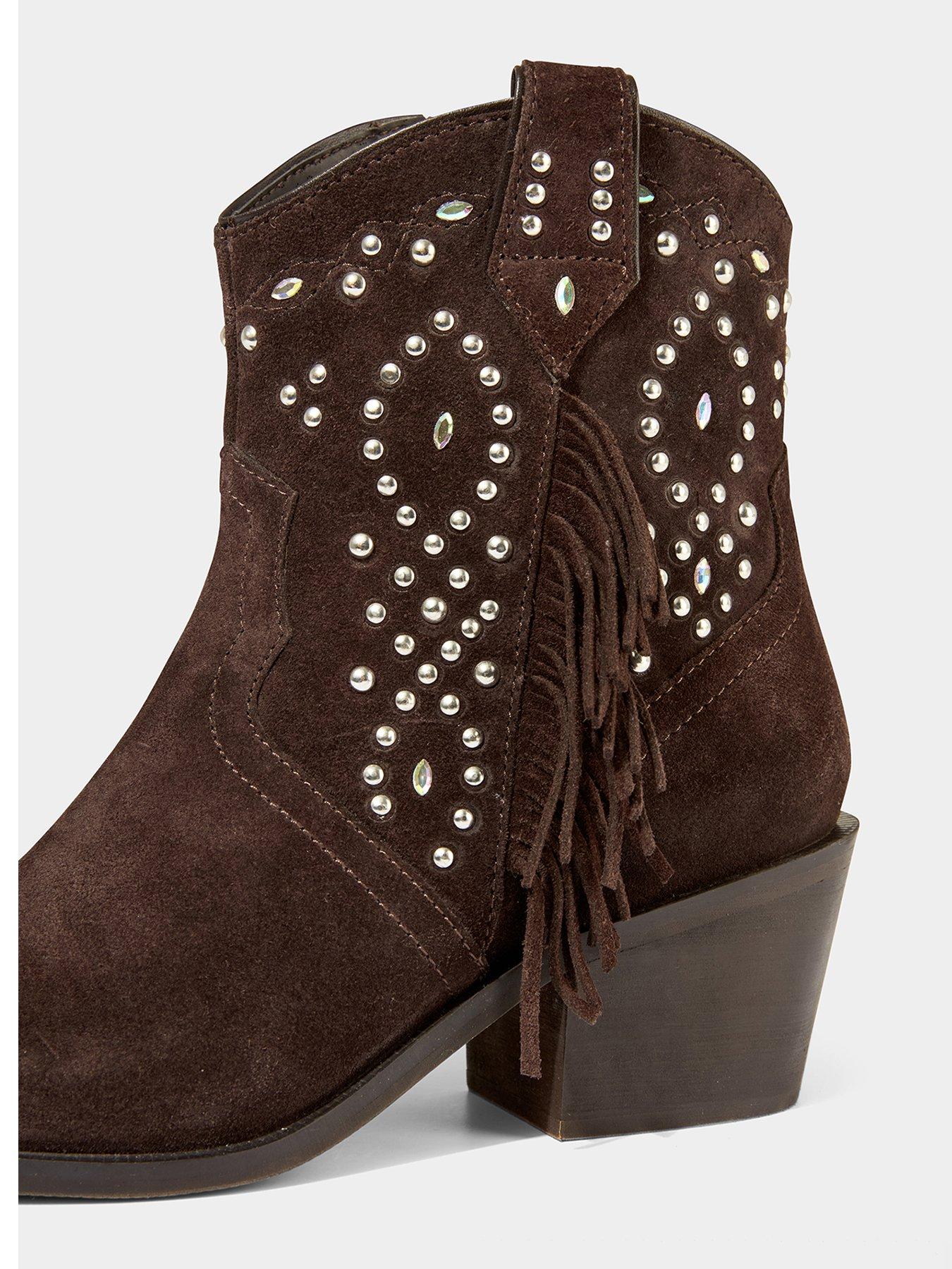 Image 5 of 6 of Joe Browns Sand Storm Embellished Suede Western Boots - Brown