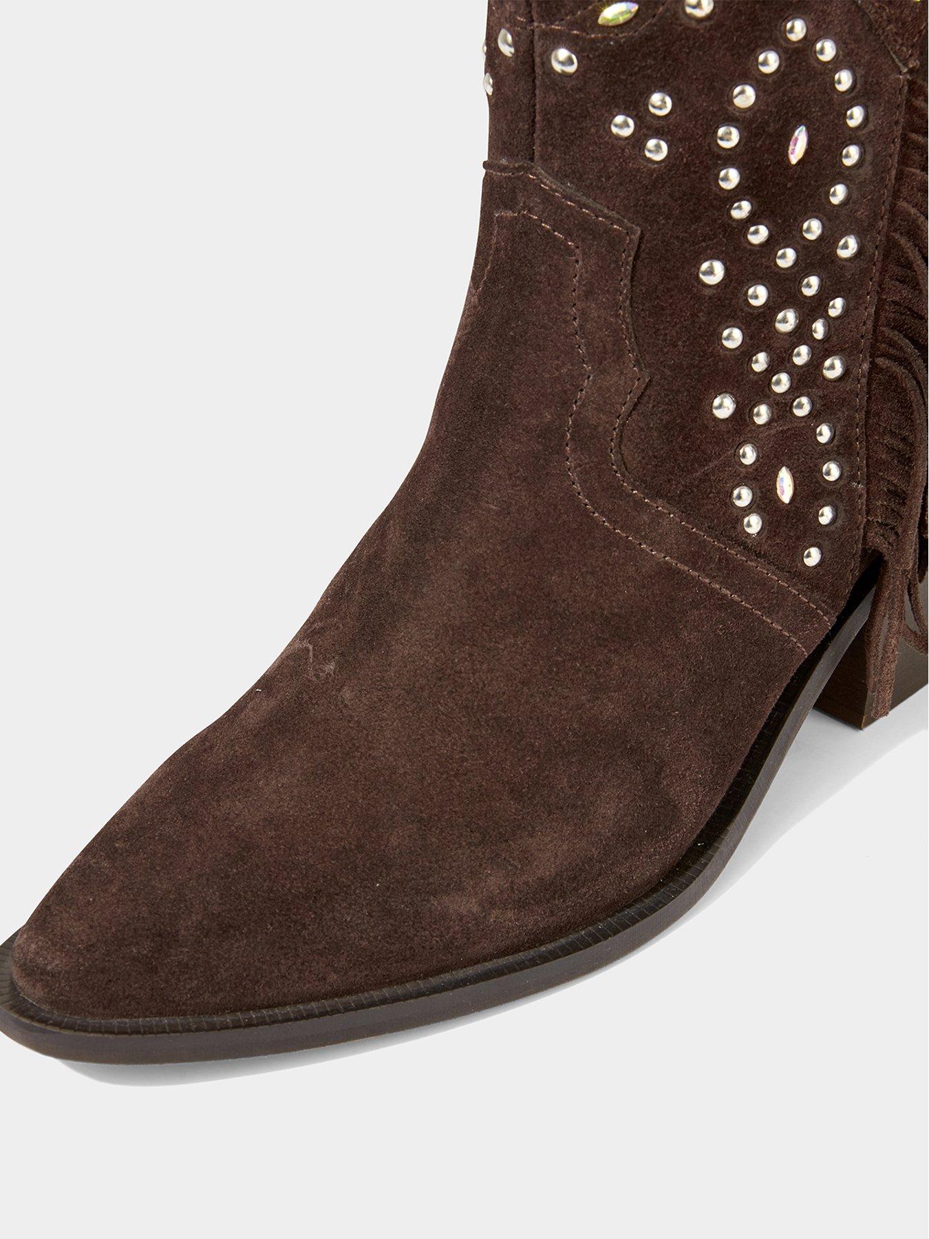 Image 6 of 6 of Joe Browns Sand Storm Embellished Suede Western Boots - Brown