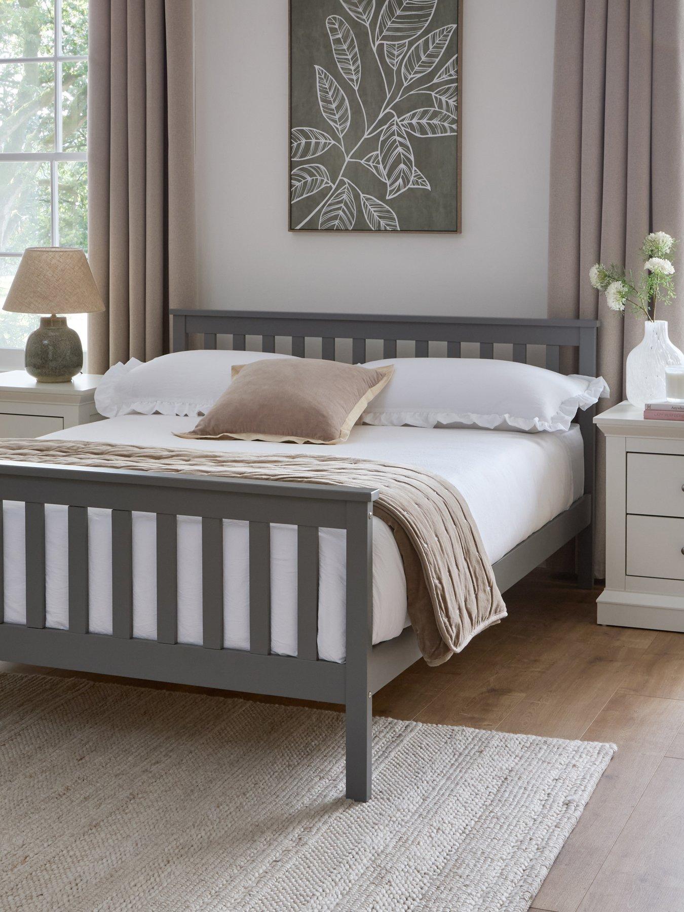 Very Home Dawson Wooden Bed with Mattress Options (Buy  &  SAVE!) - Grey