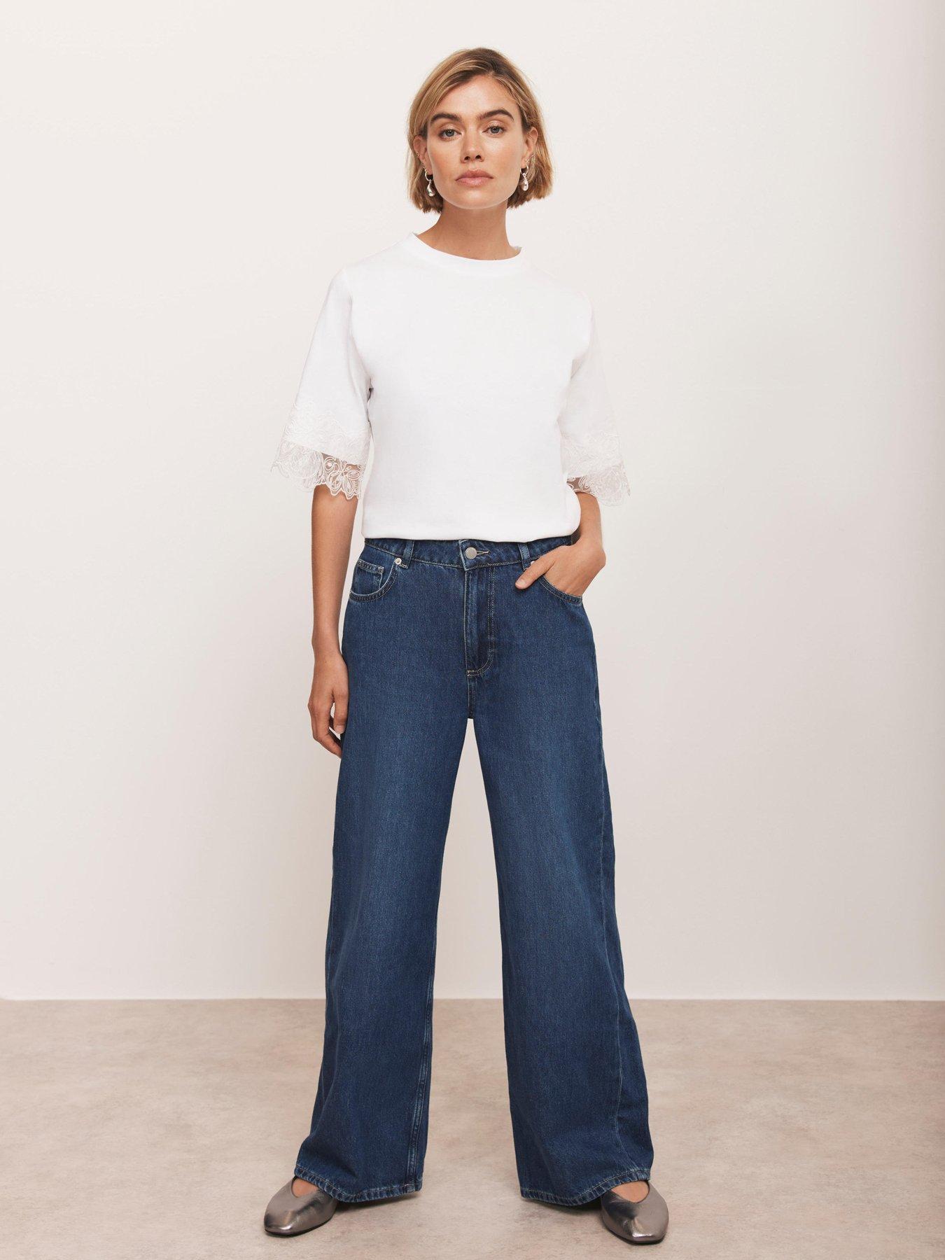 undefined Ivory Lace Trim T-shirt