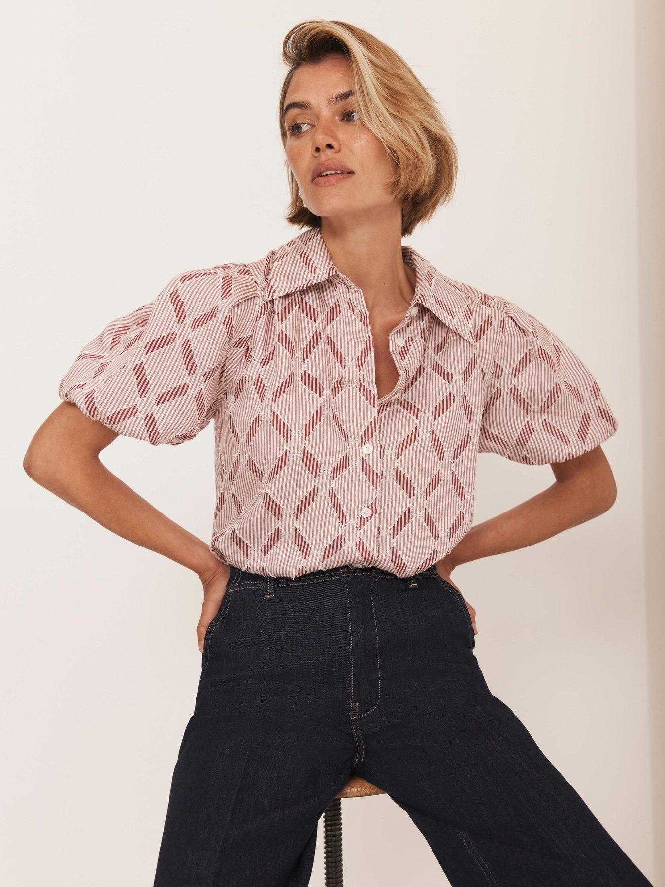 Mint Velvet Stripe Jacquard Shirt Red Very